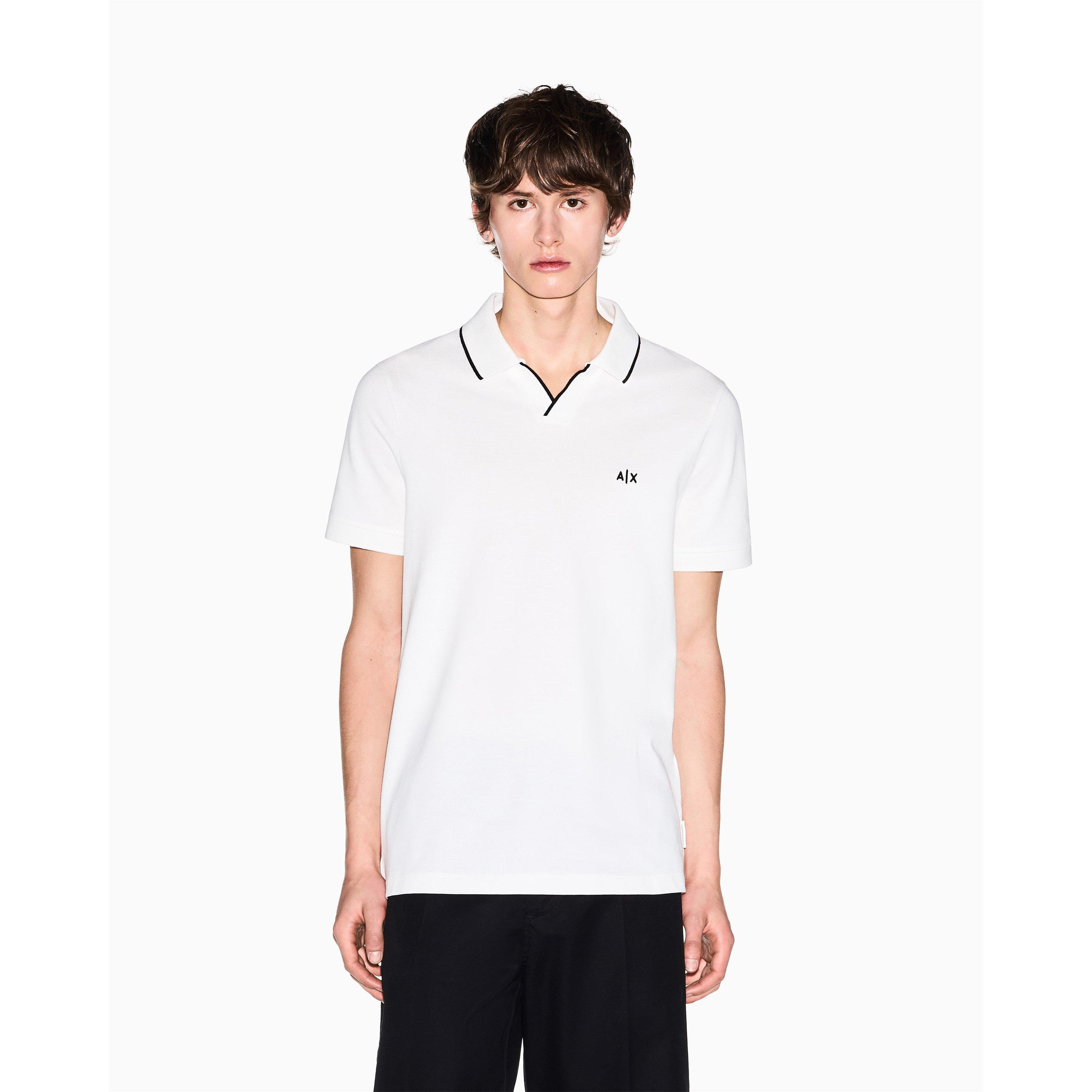 Armani Exchange Men's Off White Short Sleeve Polo Shirt - S