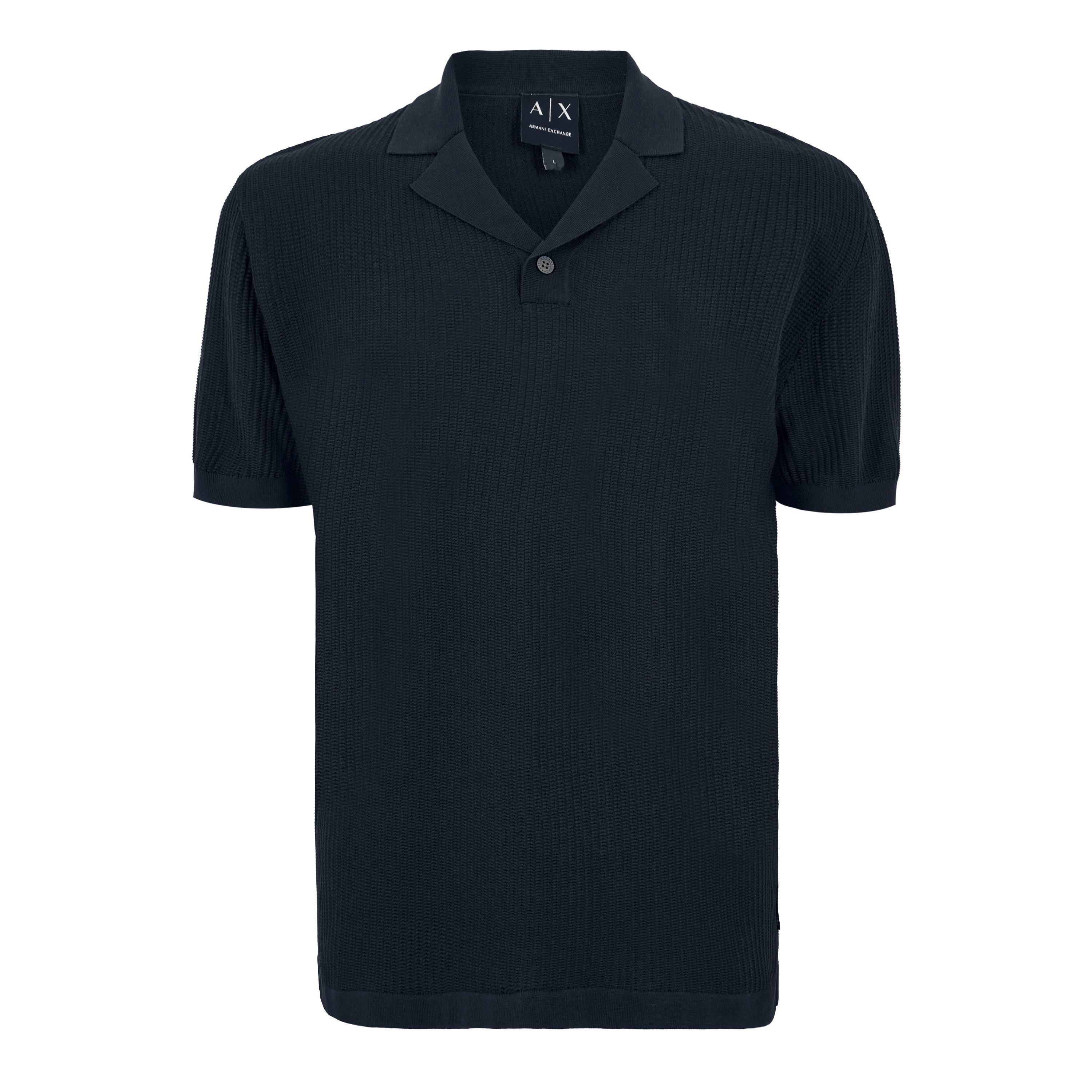 Armani Exchange Men's Deep Navy Knitted Polo Shirt - M