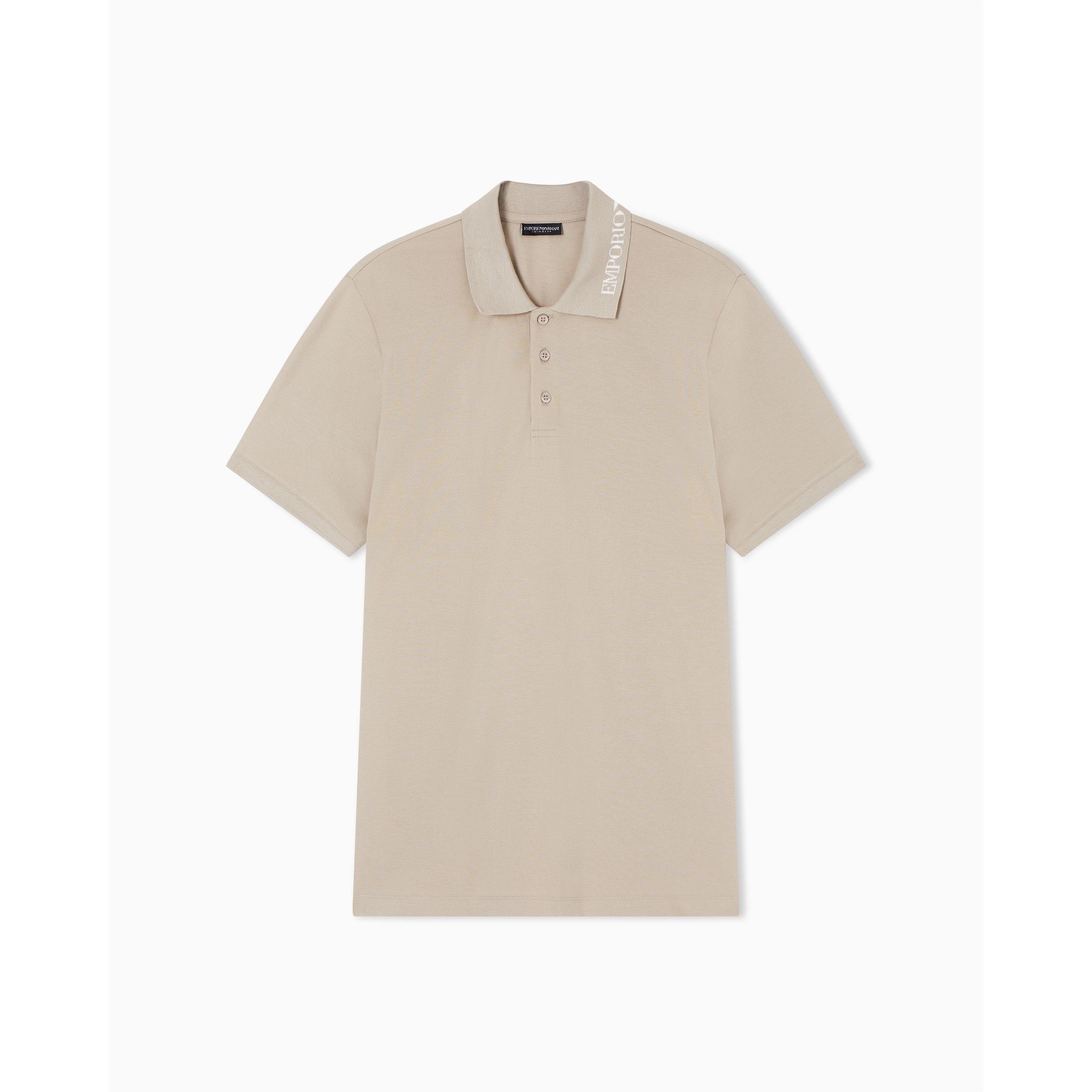 Emporio Armani Men's Taupe Short Sleeve Polo Shirt - XL