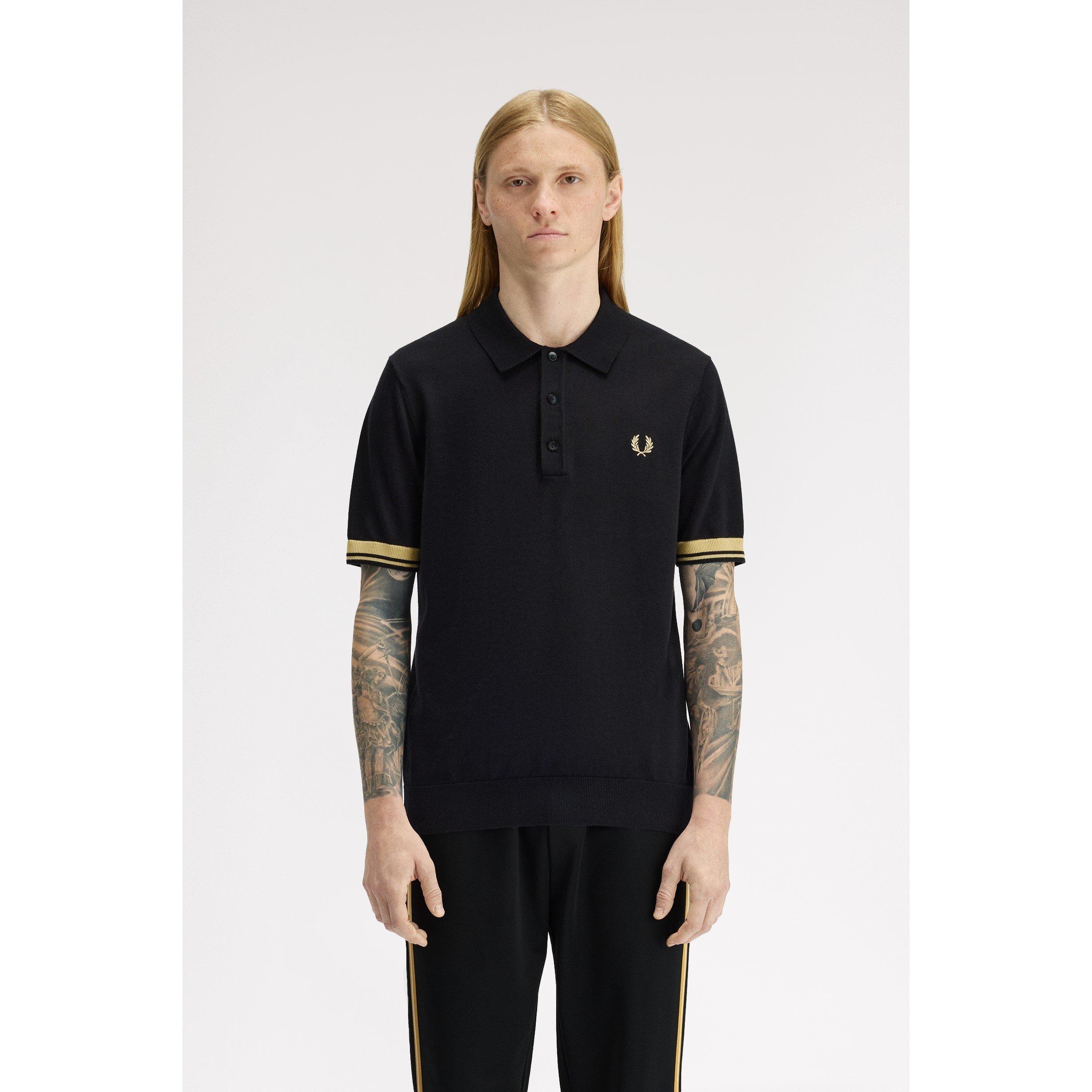 Blk/Gld 90A - Fred Perry - Fred Knit Cuff Polo Sn62 - 3