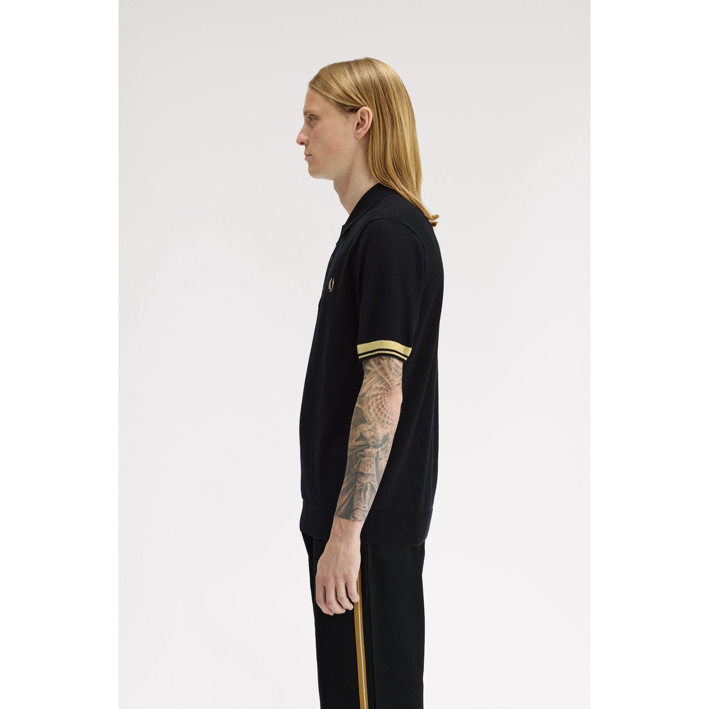 Blk/Gld 90A - Fred Perry - Fred Knit Cuff Polo Sn62 - 4