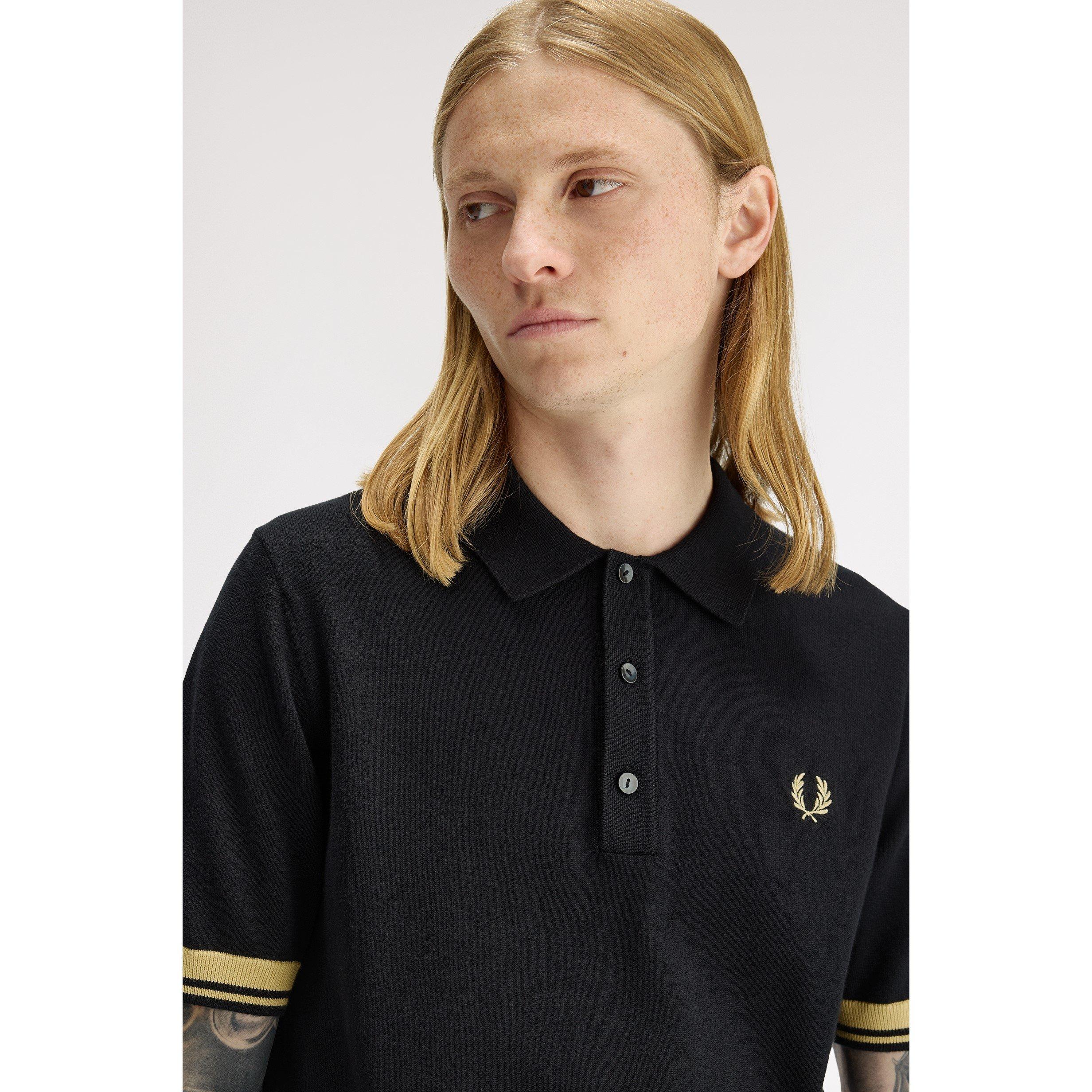Blk/Gld 90A - Fred Perry - Fred Knit Cuff Polo Sn62 - 5