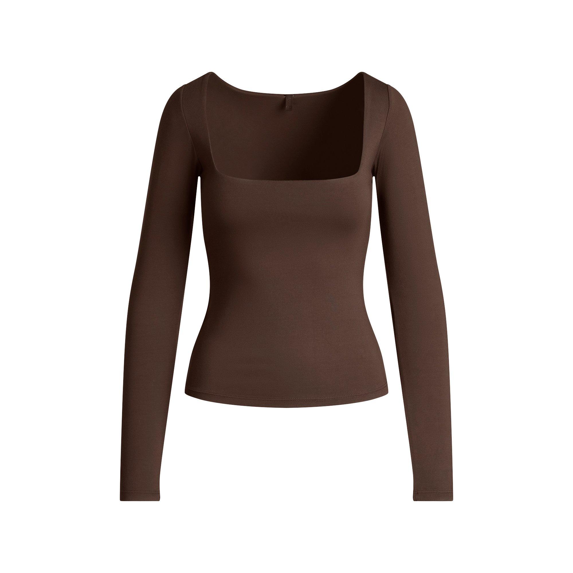 Espresso - SKIMS - Women’s Smooth Layers Square Neck Long Sleeve Top - 1