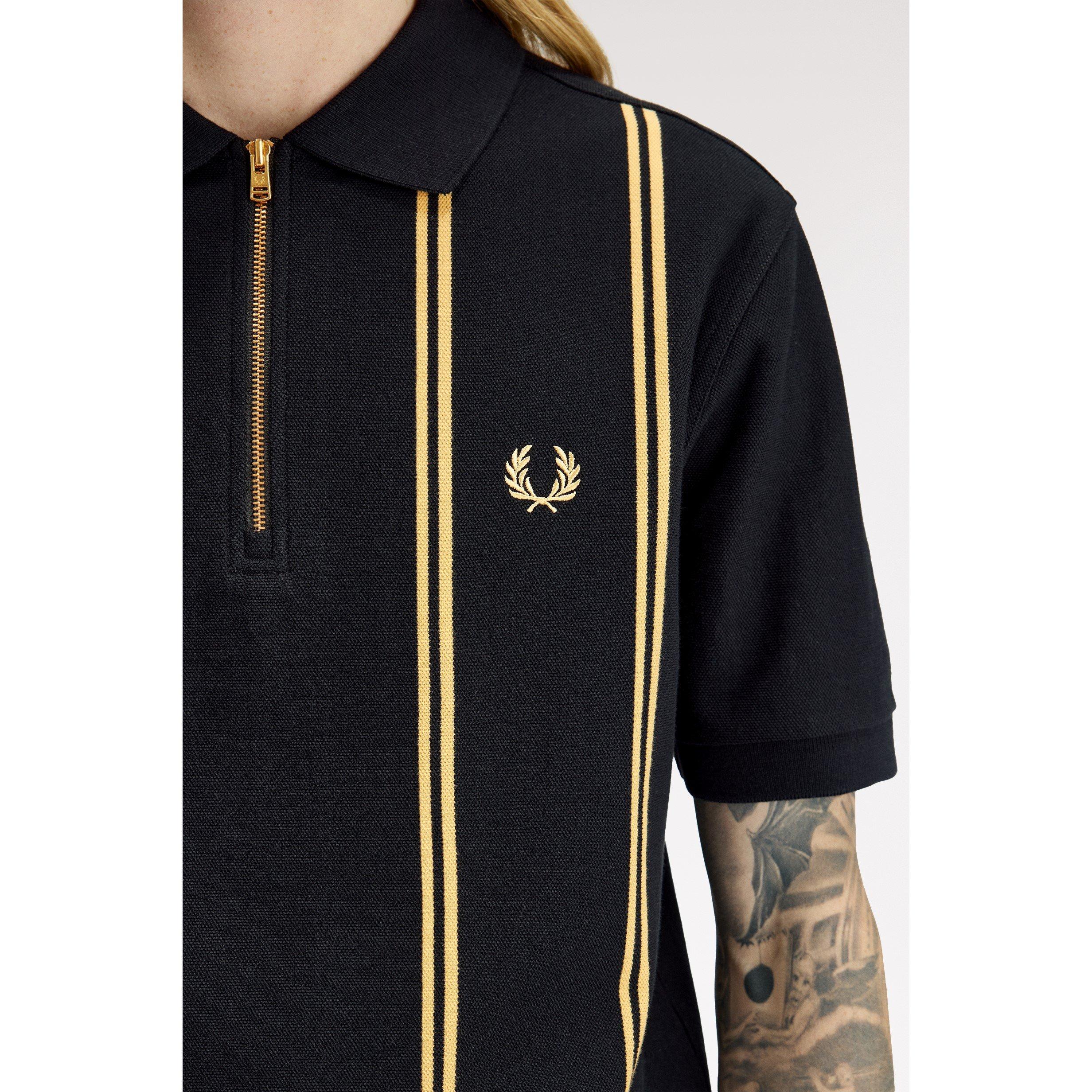 Blk/Gld 90A - Fred Perry - Fred Vert Strp Polo Sn62 - 5