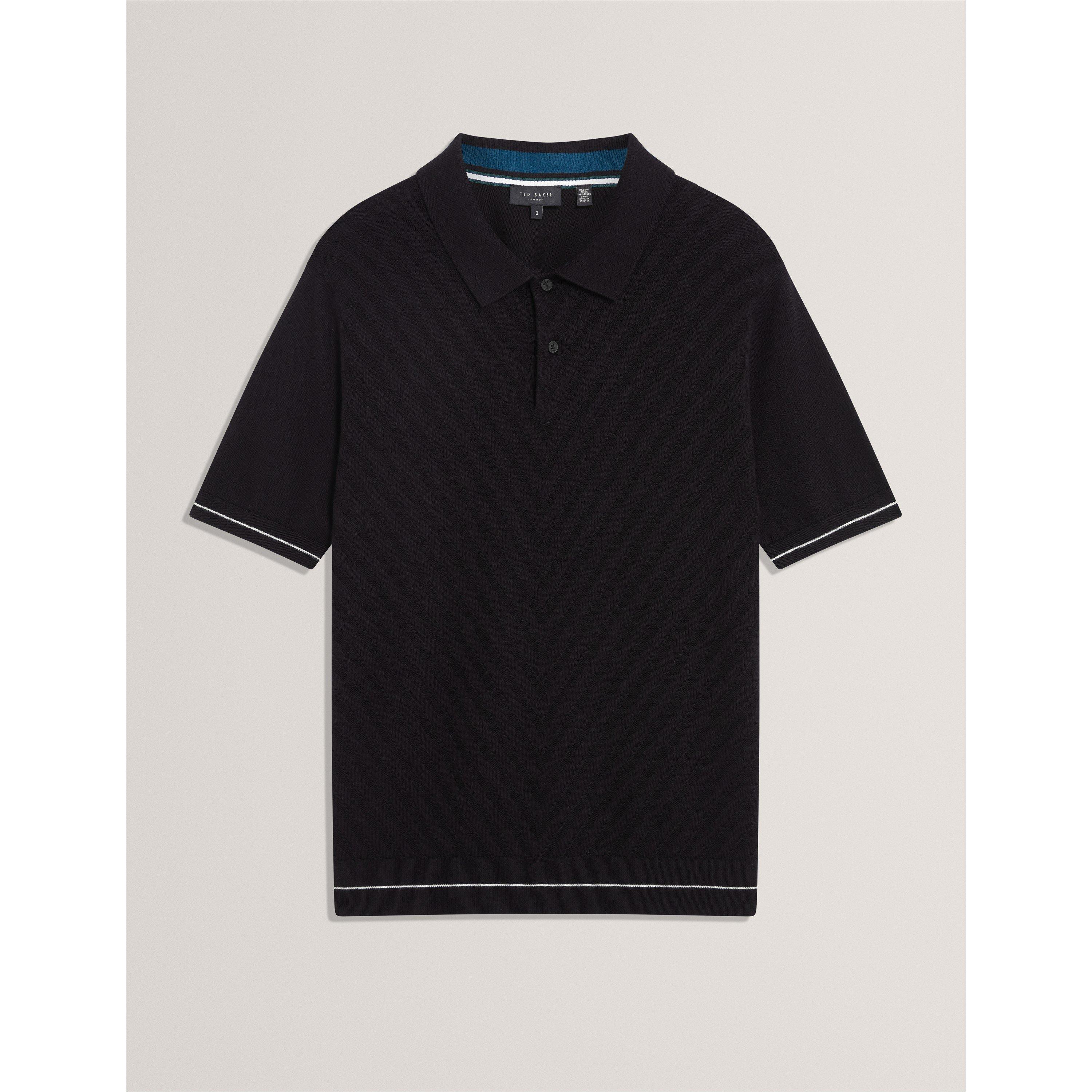 Black - Ted Baker - Men's Stitch Short Sleeve Polo Shirt - 1