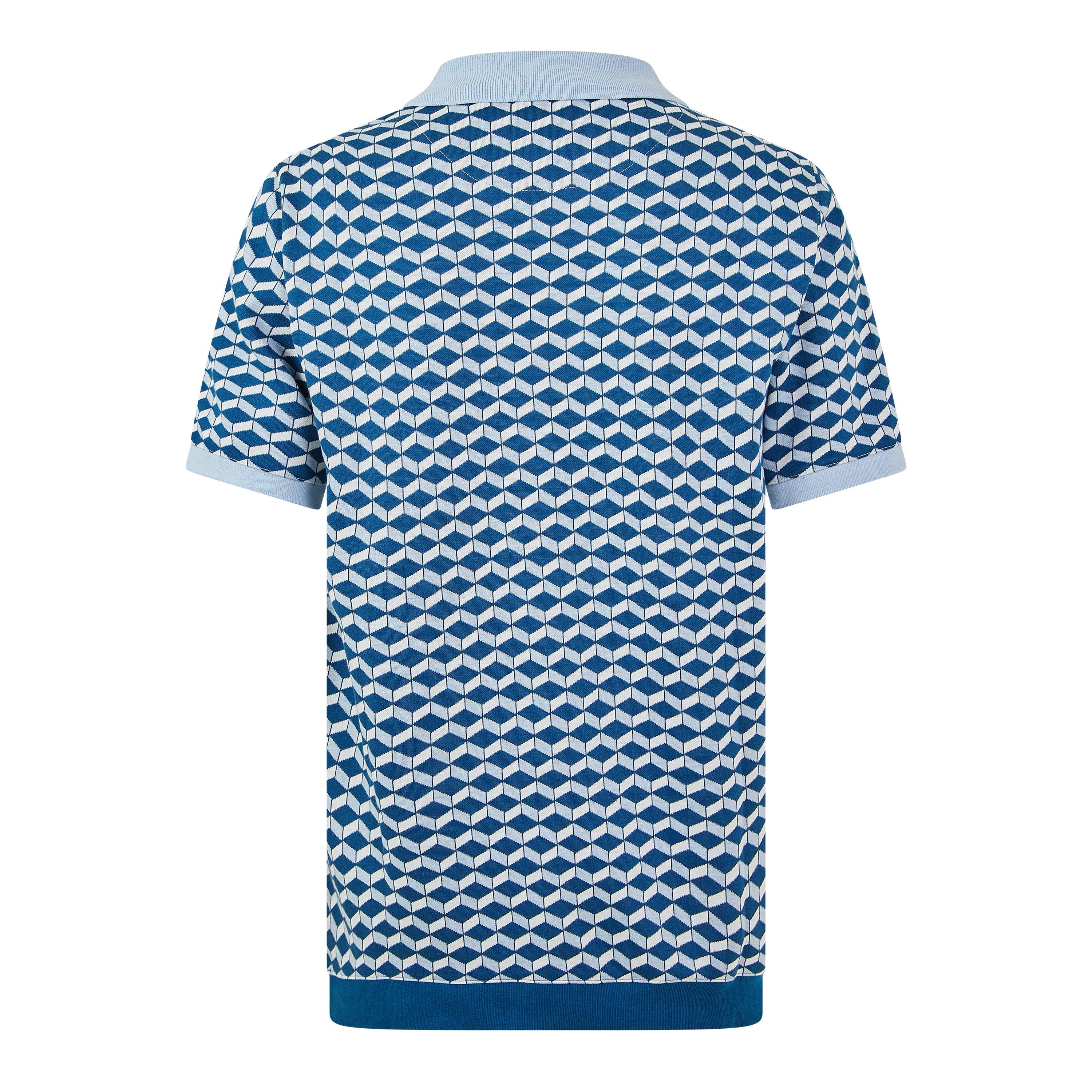 Navy - Ted Baker - Men's Print Short Sleeve Polo Shirt - 2