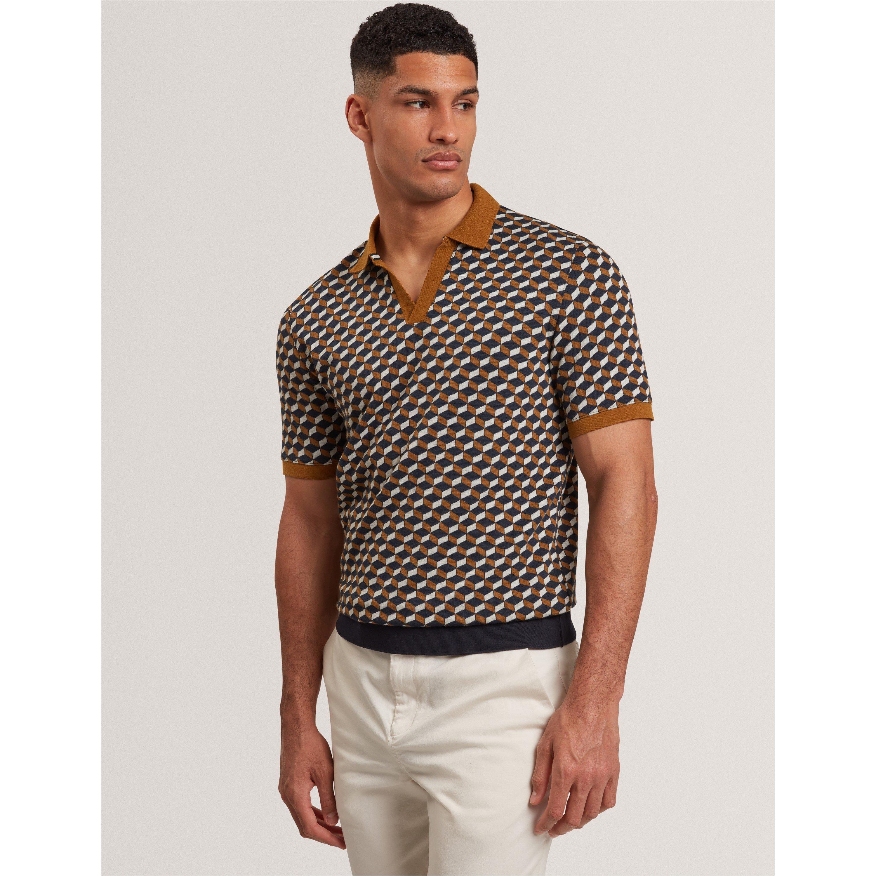 Smeđe-bež - Ted Baker - Men's Jacquard Short Sleeve Polo Shirt - 2
