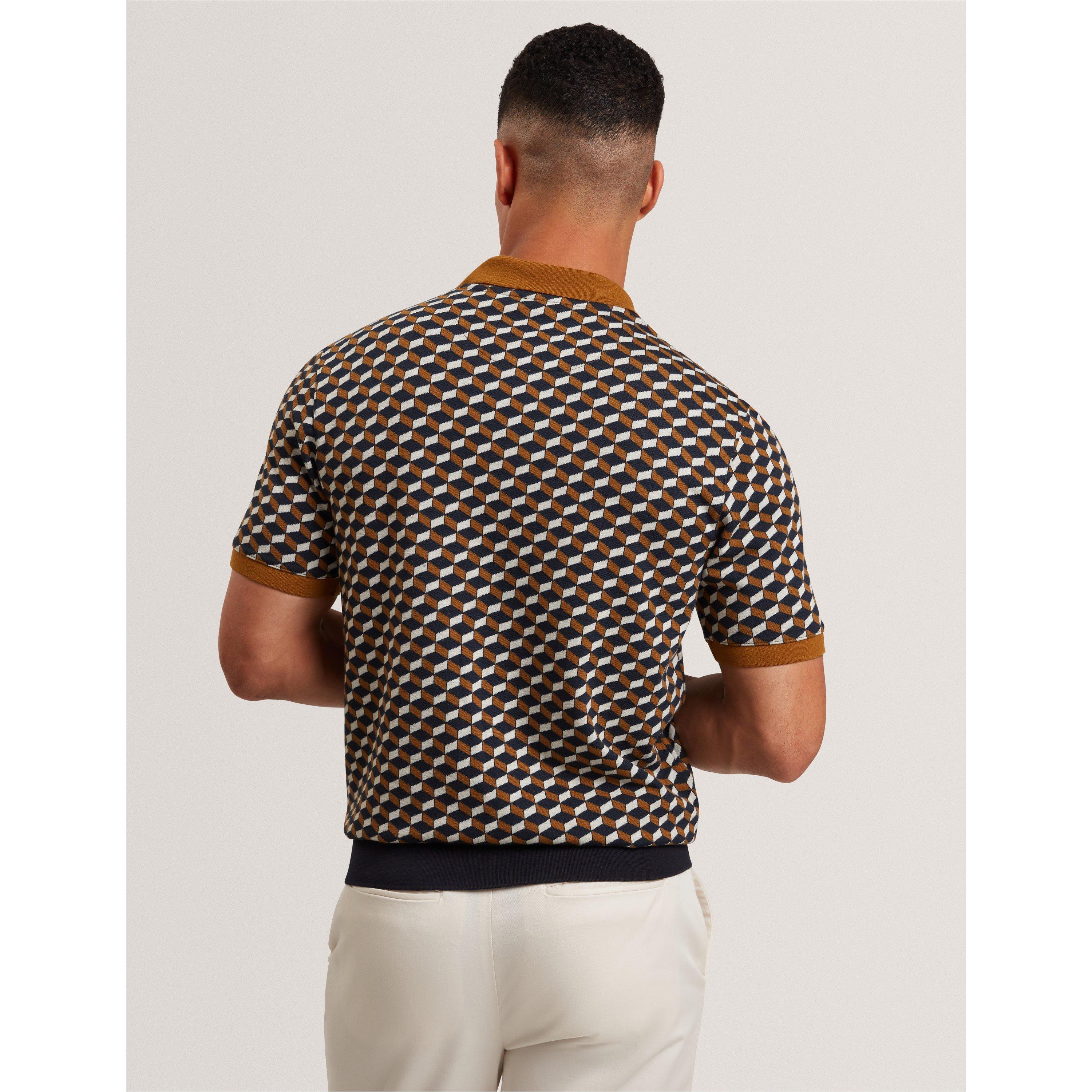 Smeđe-bež - Ted Baker - Men's Jacquard Short Sleeve Polo Shirt - 3