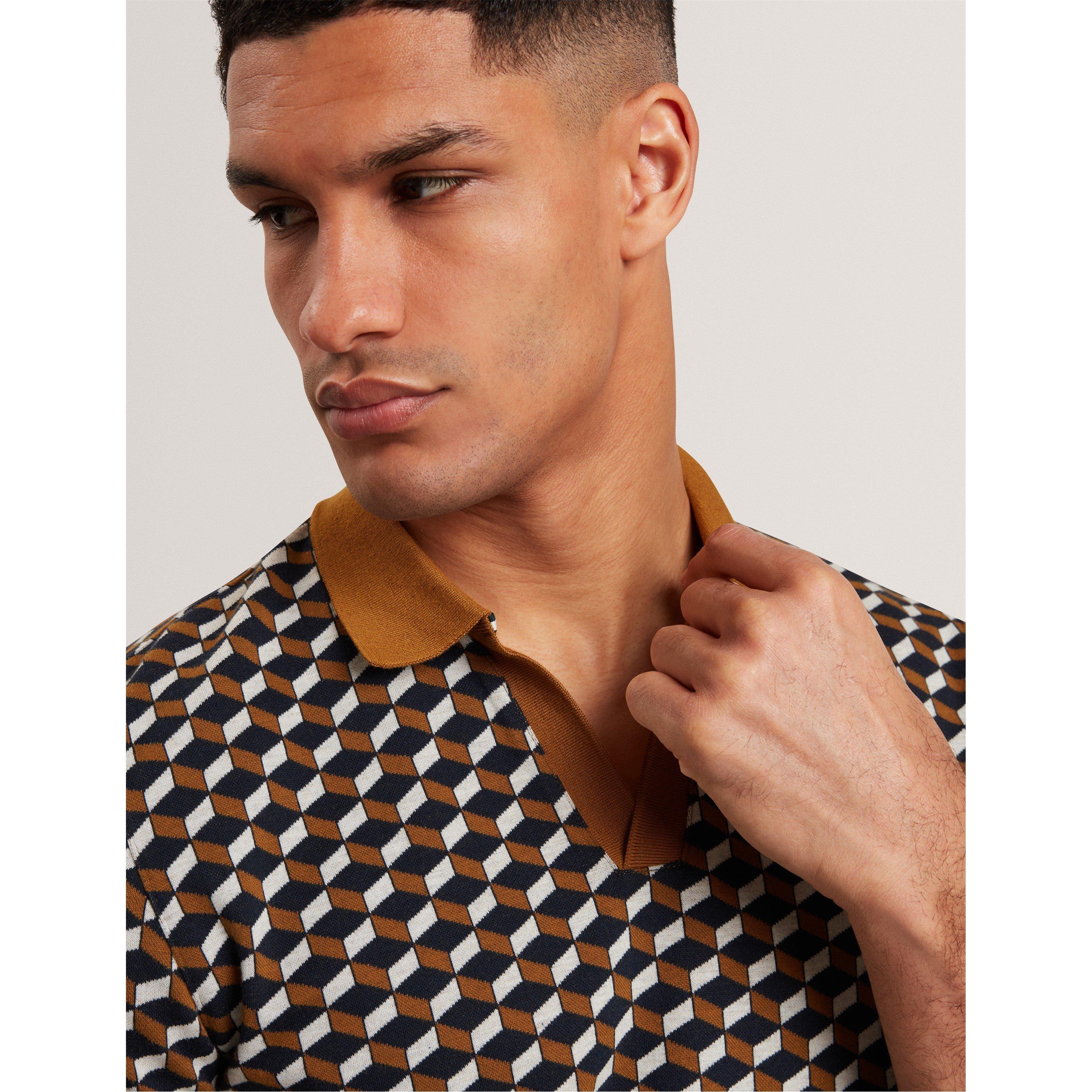 Smeđe-bež - Ted Baker - Men's Jacquard Short Sleeve Polo Shirt - 4