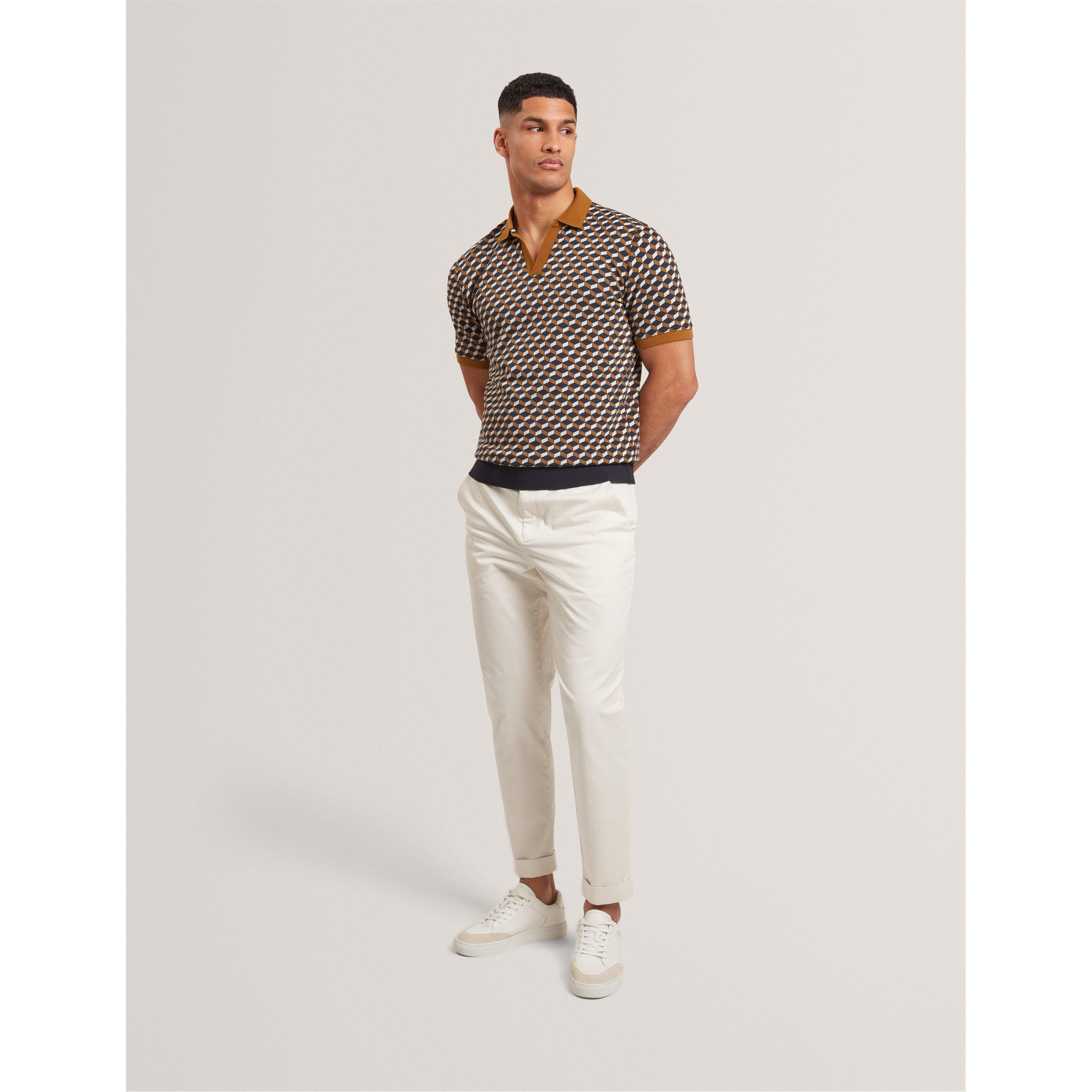 Smeđe-bež - Ted Baker - Men's Jacquard Short Sleeve Polo Shirt - 5