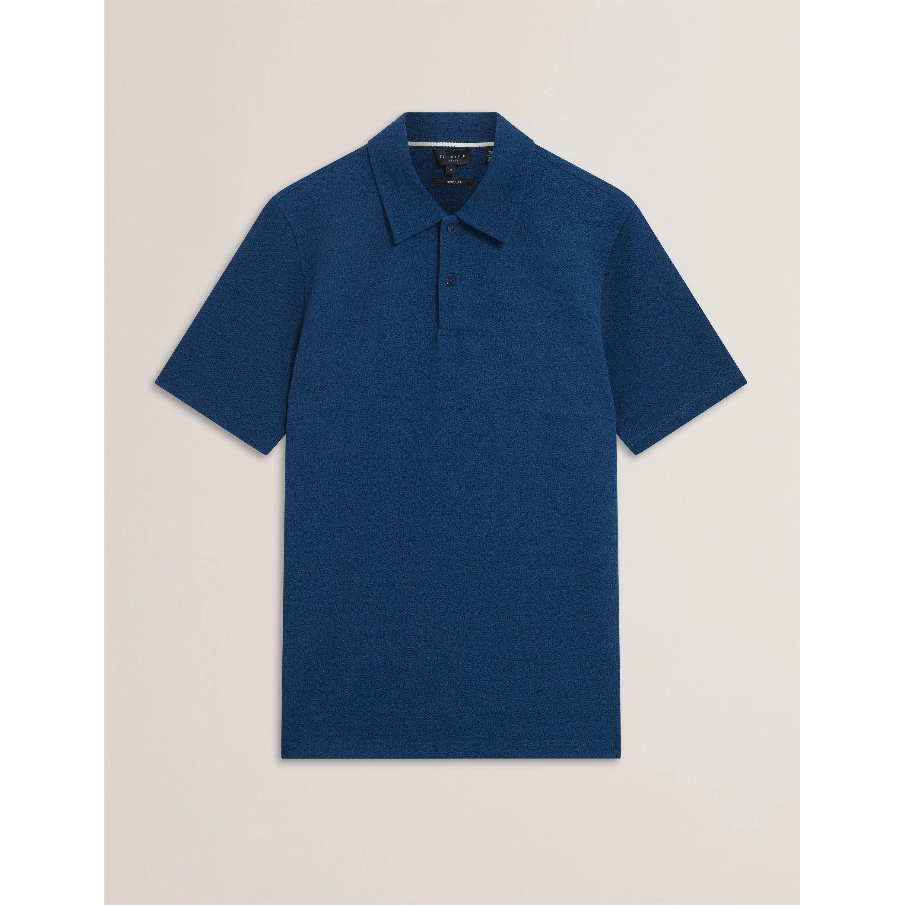 Ted Baker Men's Textured Short Sleeve Polo Shirt - Dk-Blue - XL (5)
