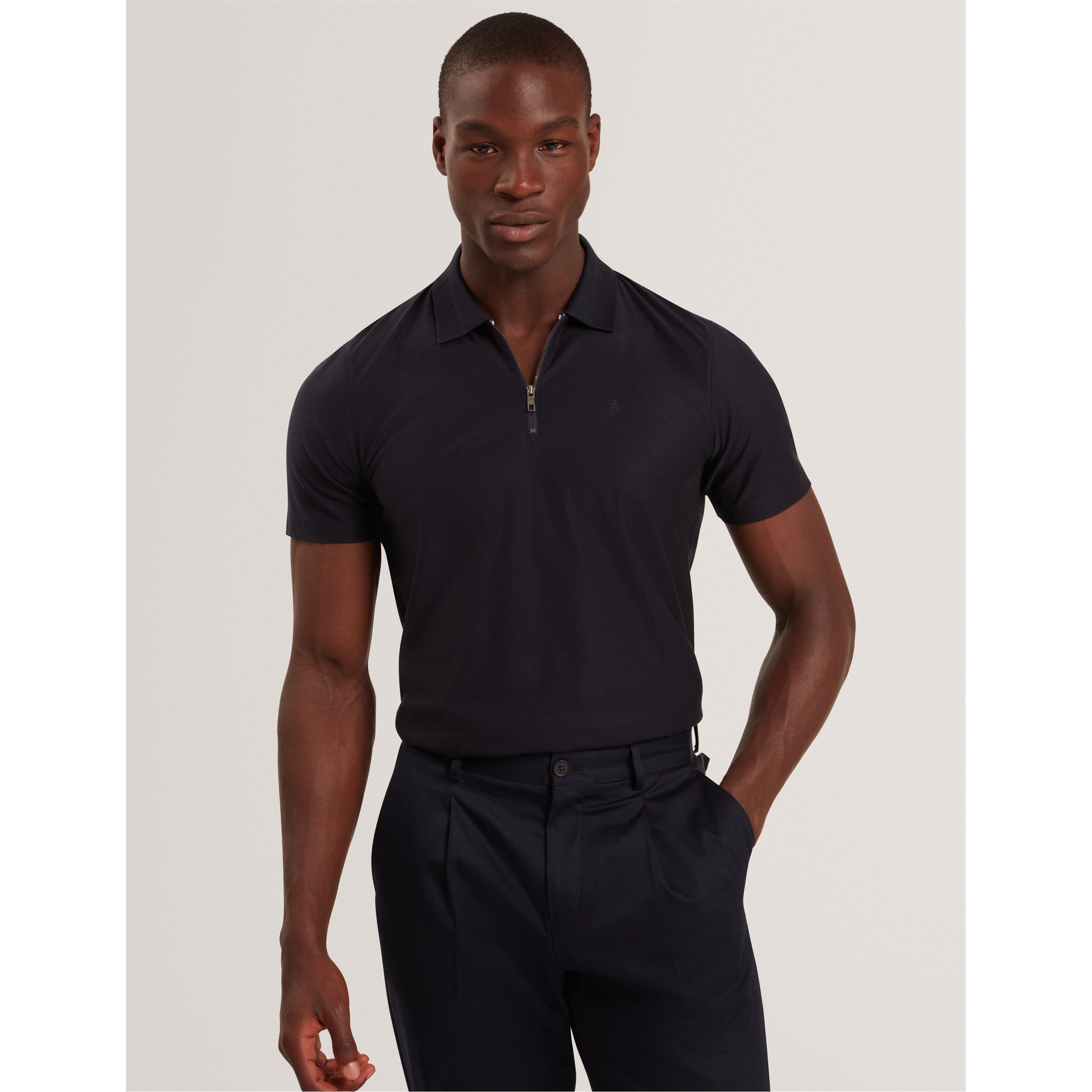 Navy - Ted Baker - Ted Textured ZipPolo Sn61 - 2