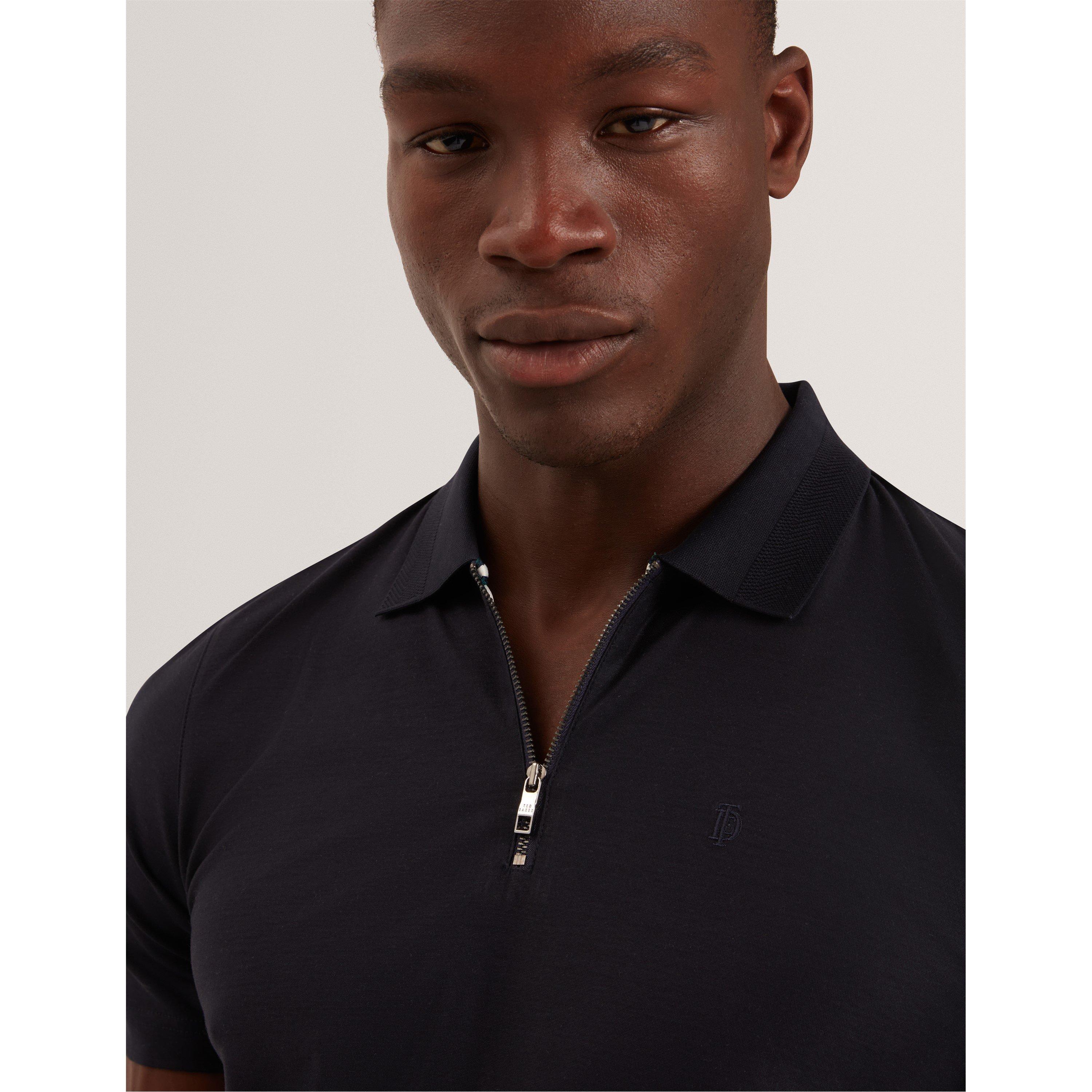 Ted Baker Men's Textured Zip Short Sleeve Polo Shirt | Cruise Fashion