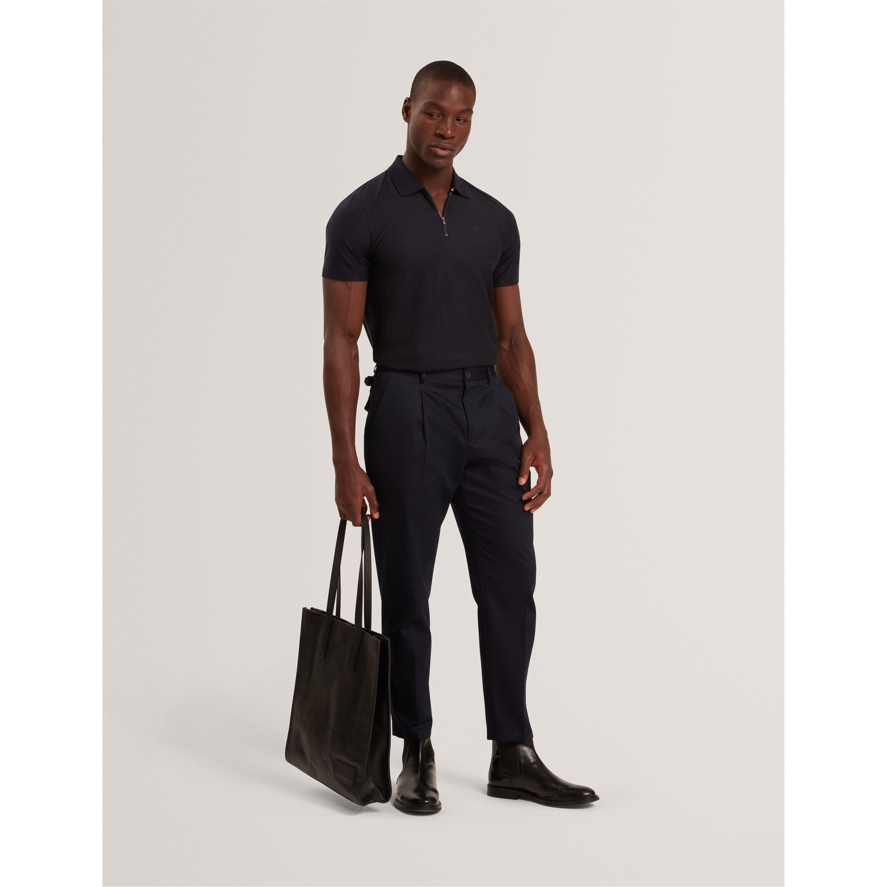 Navy - Ted Baker - Ted Textured ZipPolo Sn61 - 5