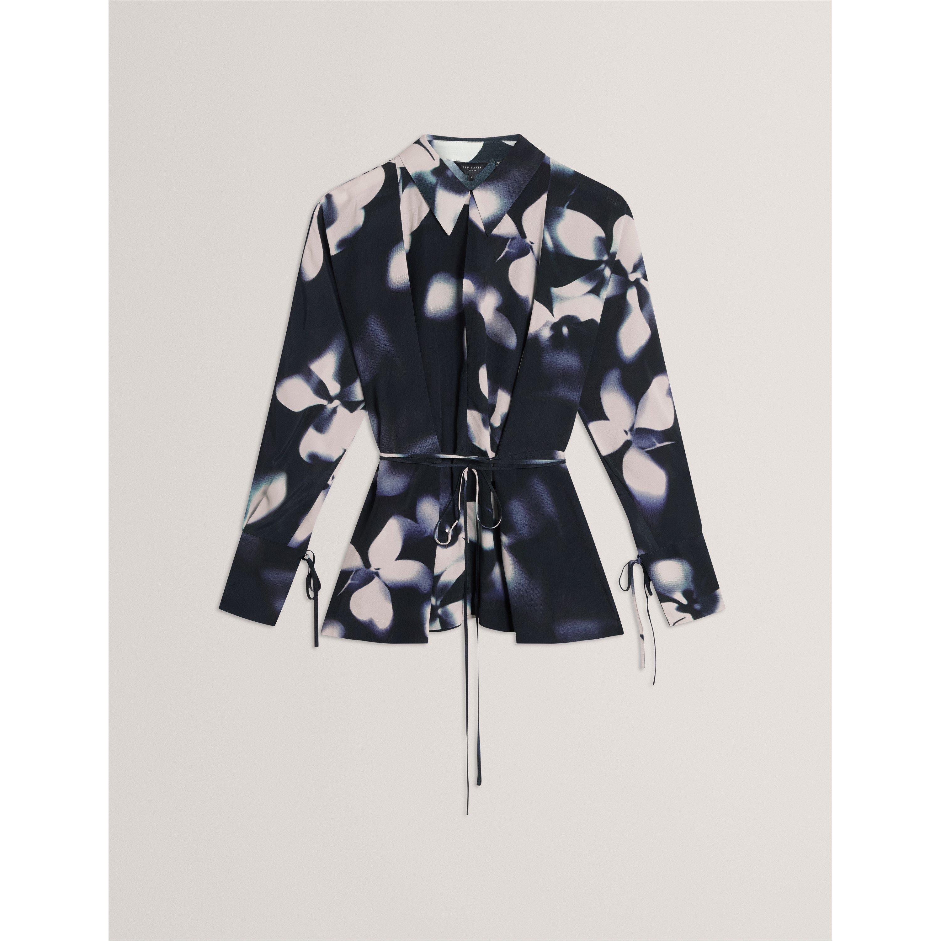 Navy - Ted Baker - Women's Print Long Sleeve Blouse - 1