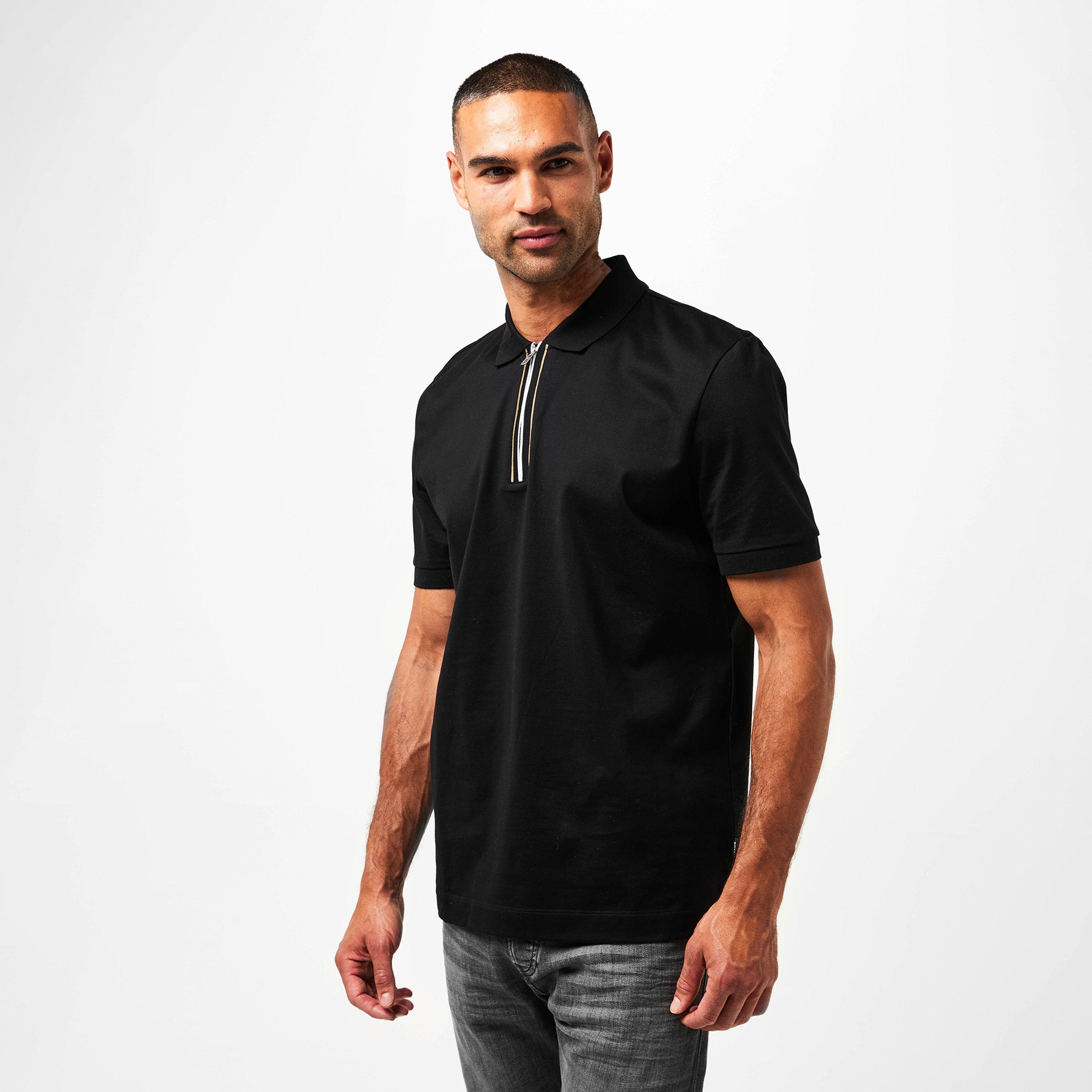 Black 001 - Boss - Men's H-Paras 65 Polo Quarter Zip Shirt - 3