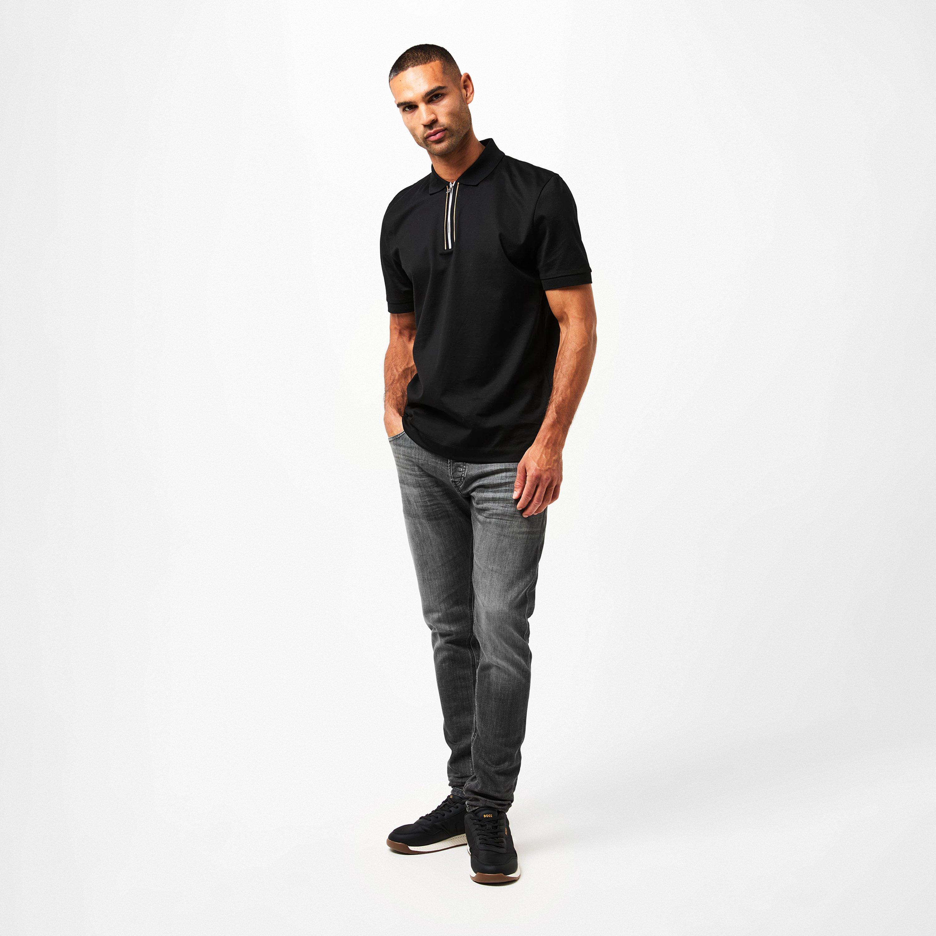 Black 001 - Boss - Men's H-Paras 65 Polo Quarter Zip Shirt - 6
