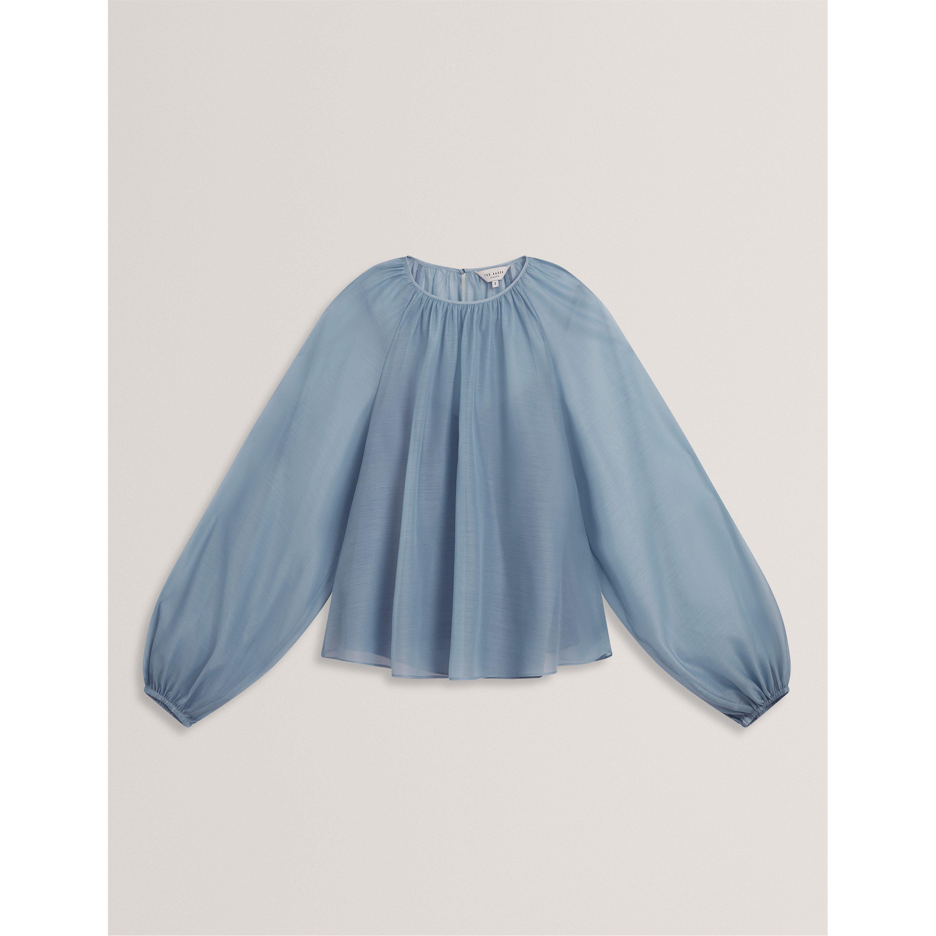 Ted Baker Women's Puff Sleeve Long Blouse - Lt-Blue - 10 (S)