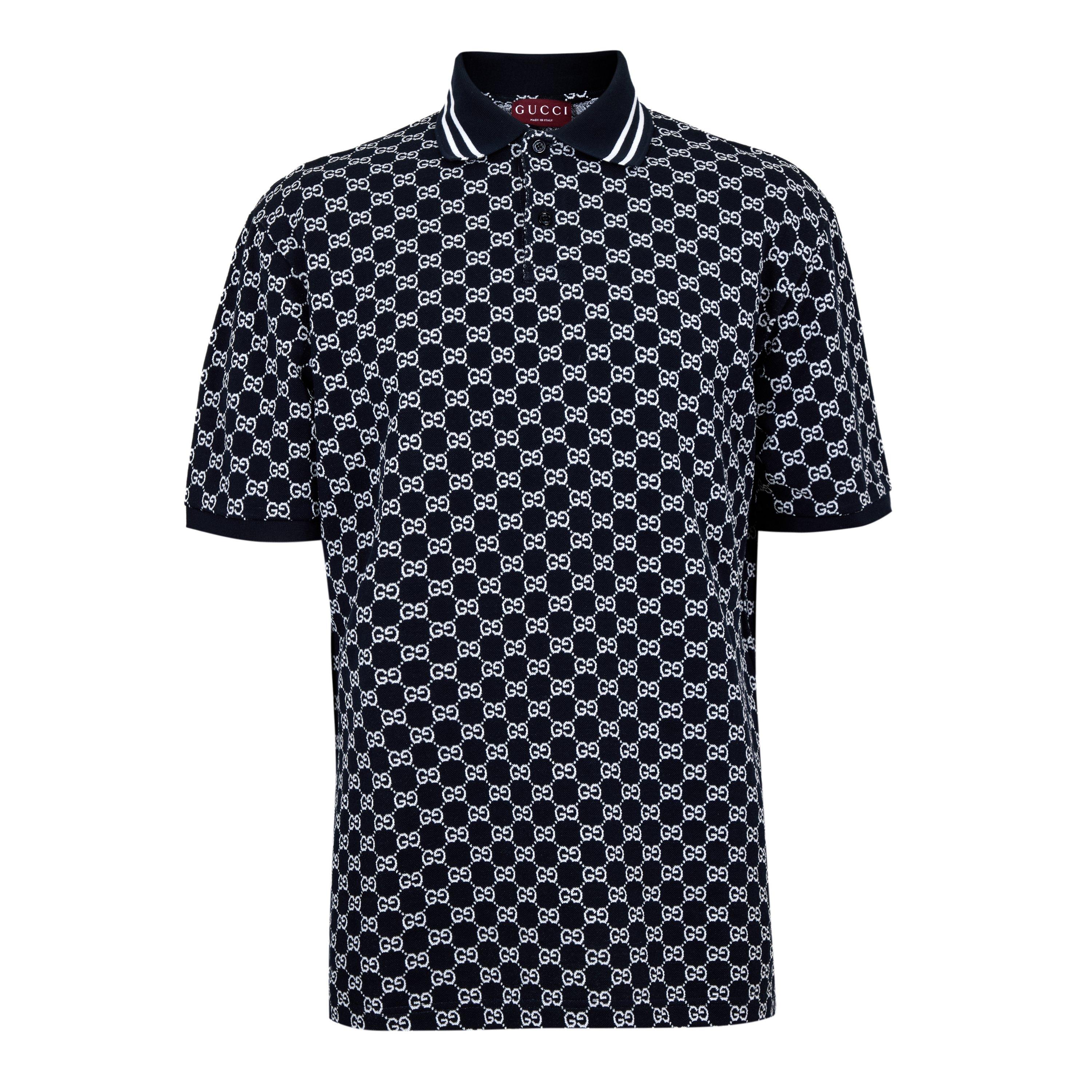 Gucci Men's Short Sleeve Polo Shirt - Navy/White - M