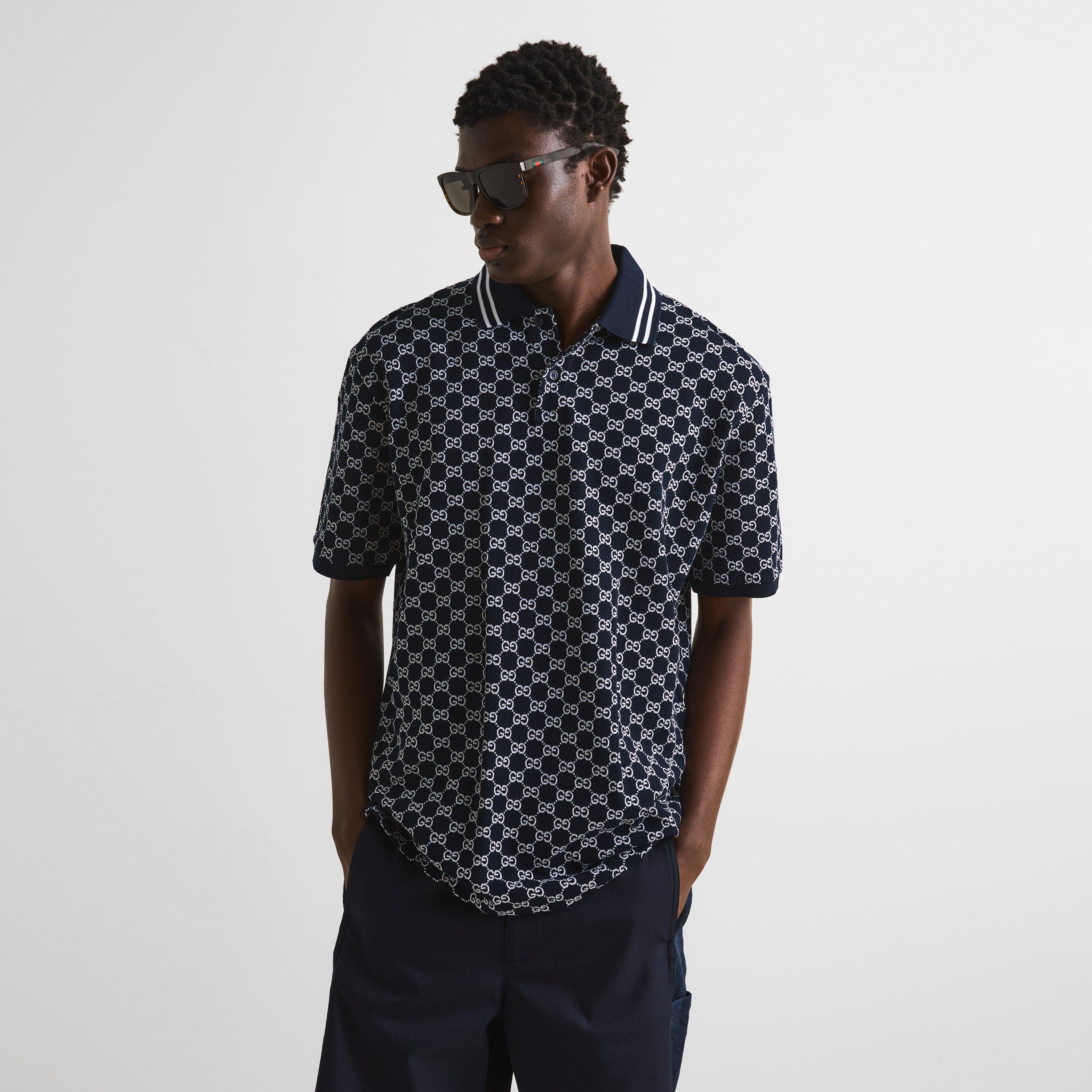 Navy/White - Gucci - Men's Short Sleeve Polo Shirt - 3