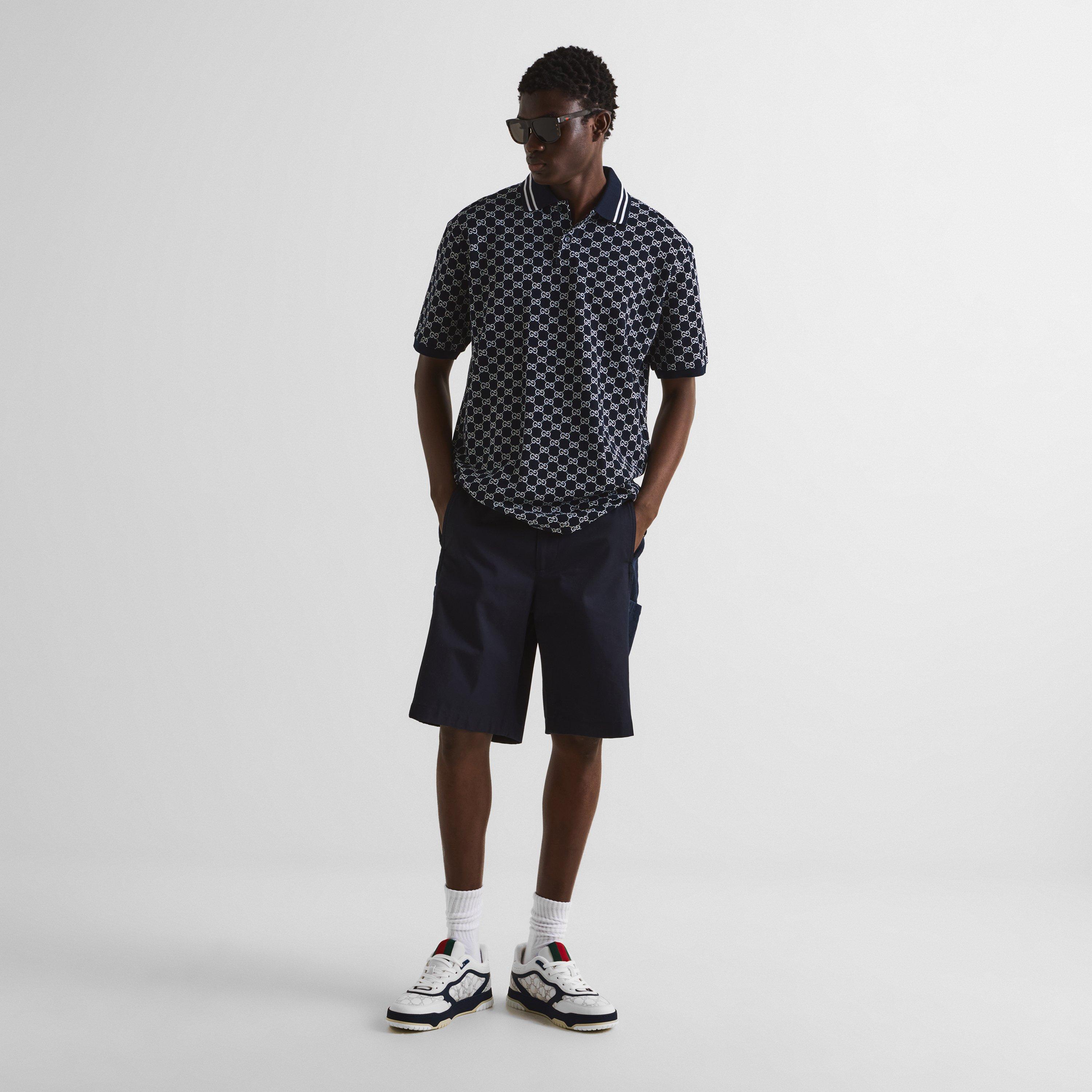 Navy/White - Gucci - Men's Short Sleeve Polo Shirt - 6