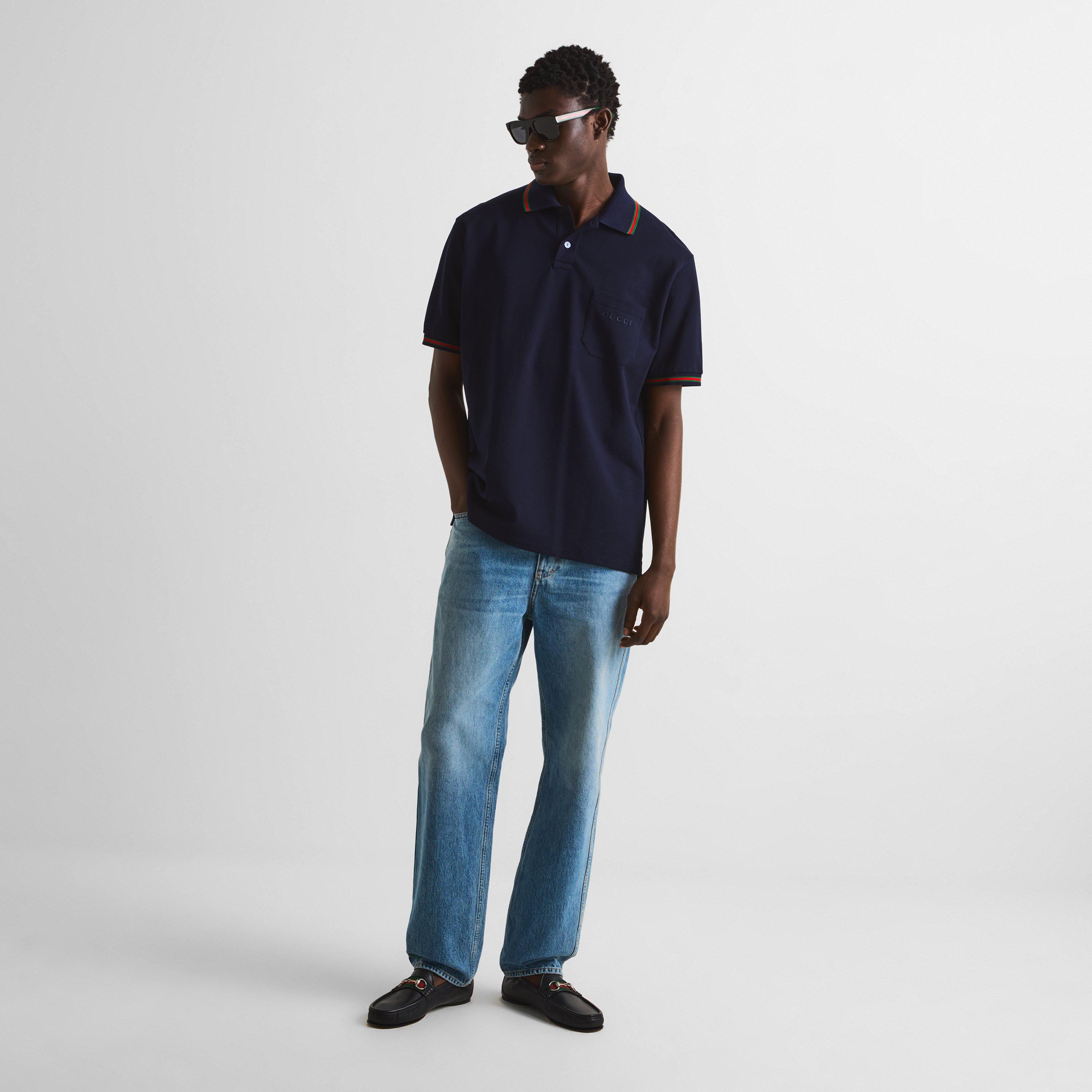 Blue Navy/Mix - Gucci - Men's Short Sleeve Polo Shirt - 6