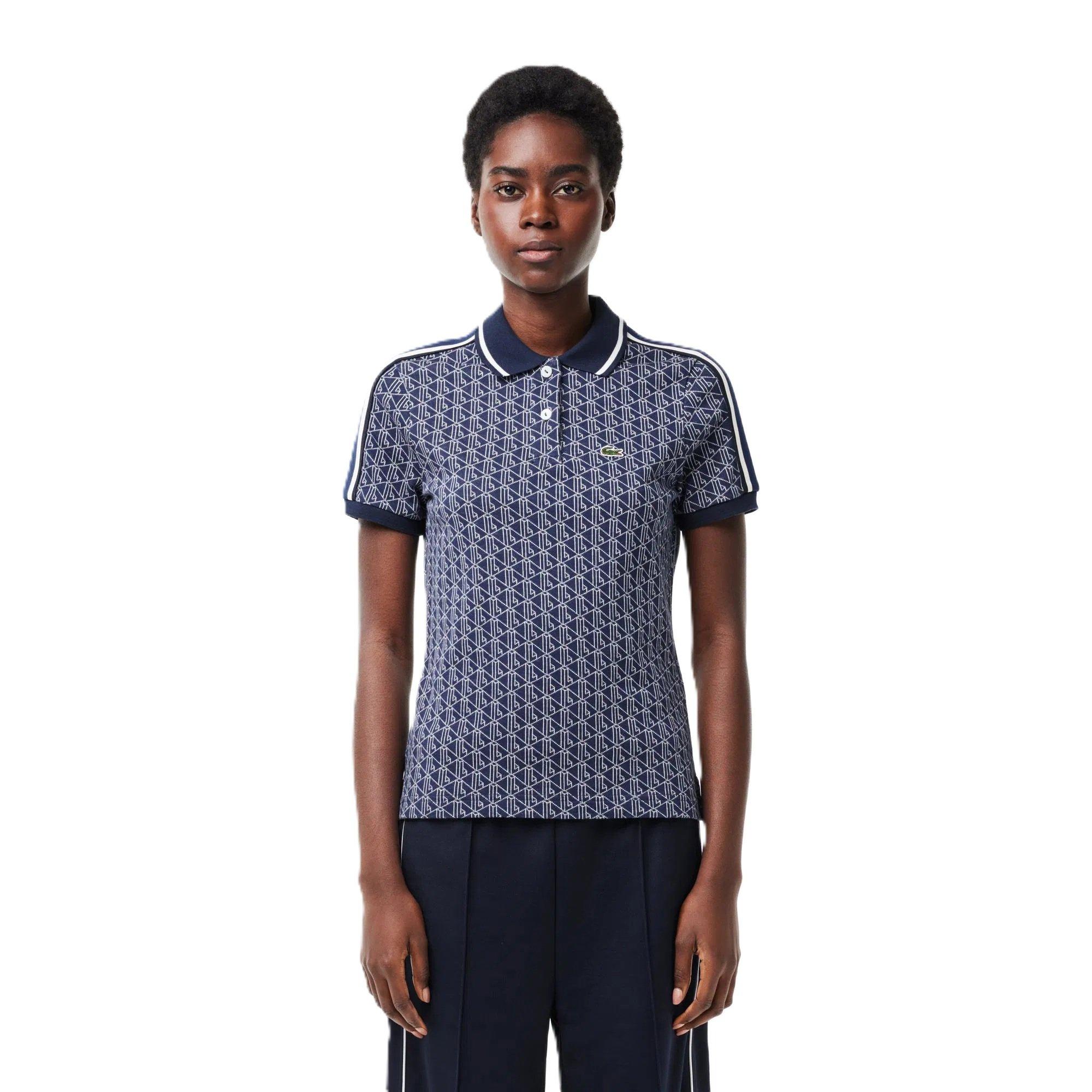 Methylene/Flour - Lacoste - Women's Monogram Jacquard Short-Sleeve Polo Shirt - 1