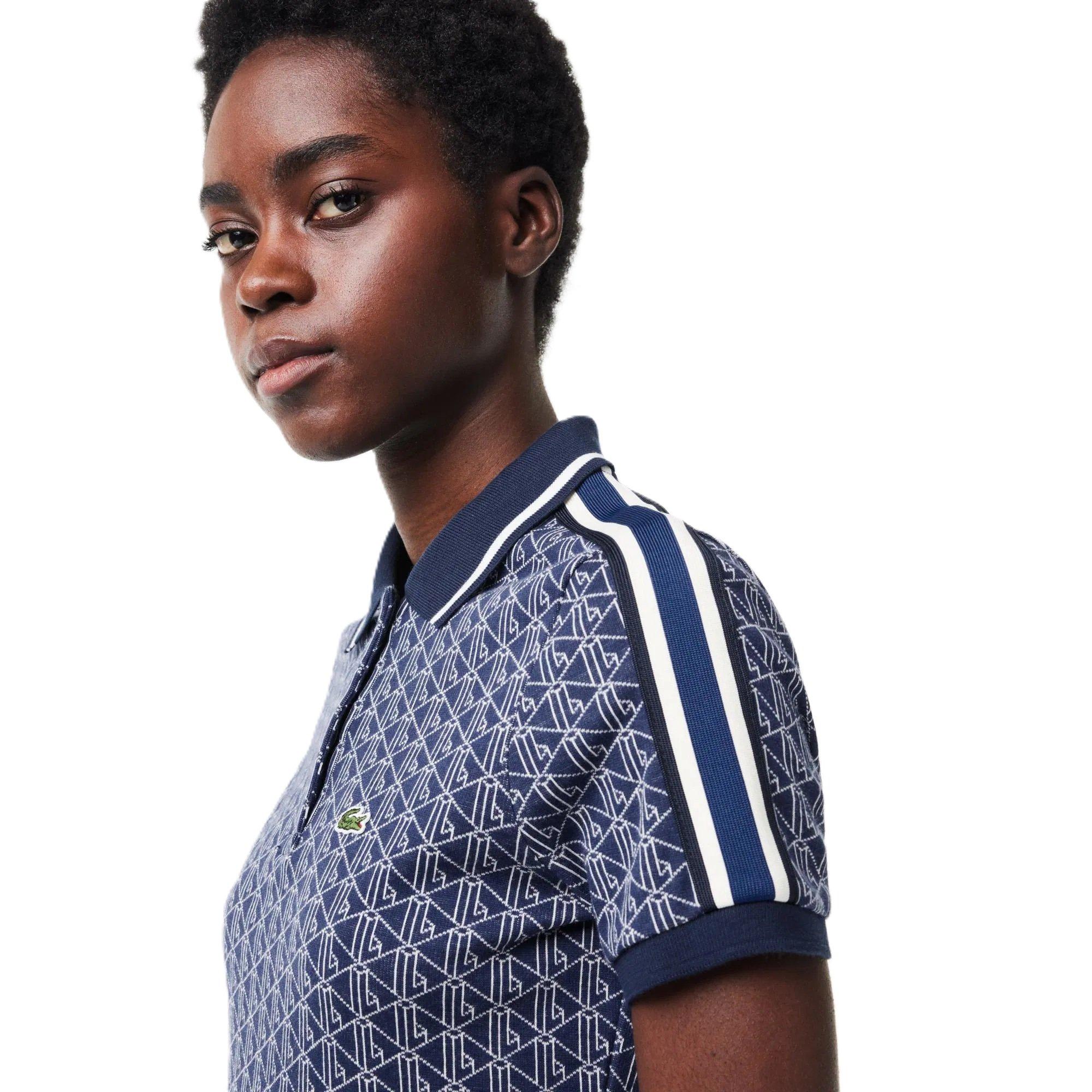 Methylene/Flour - Lacoste - Women's Monogram Jacquard Short-Sleeve Polo Shirt - 3