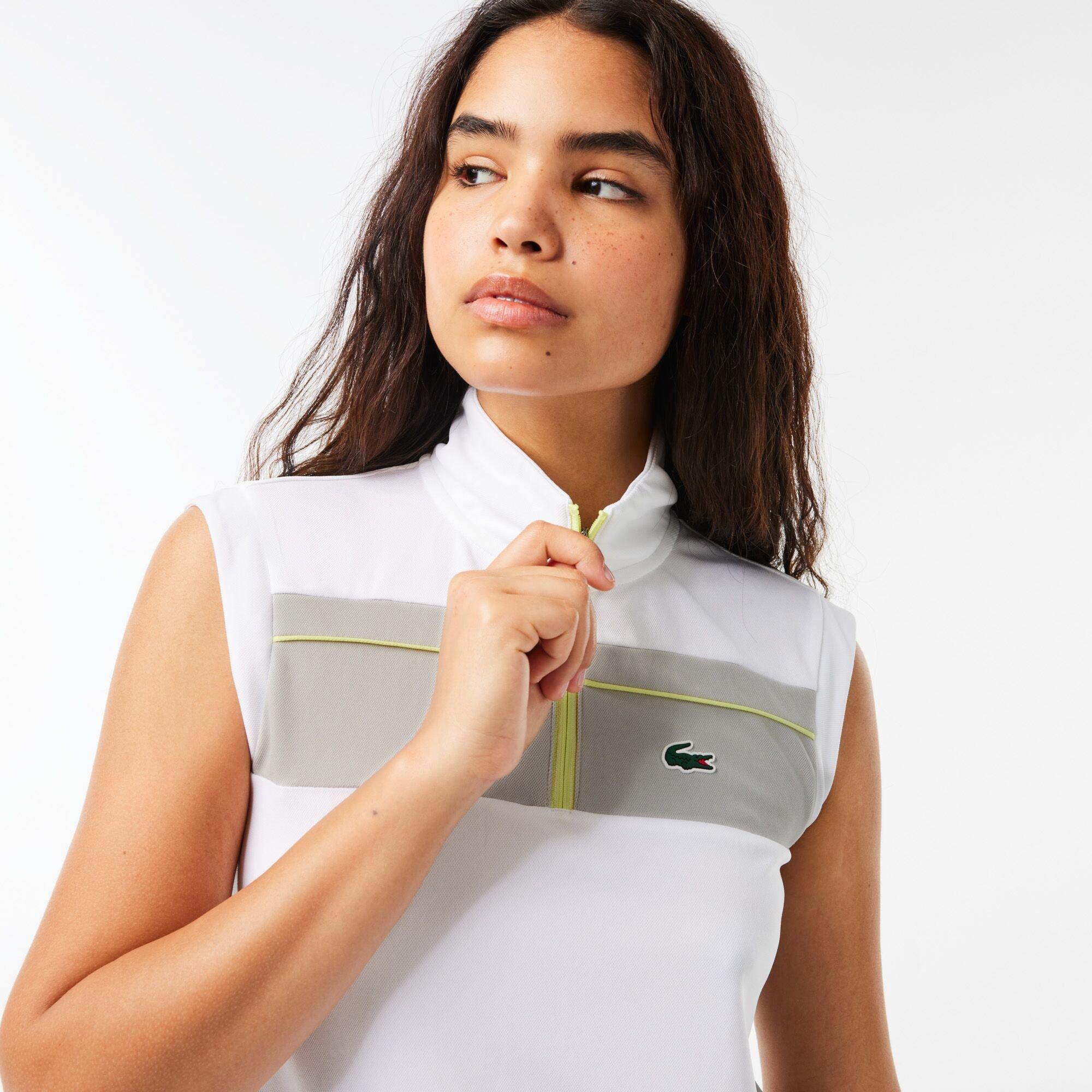 Bianco/Nimbus - Lacoste - Women's Ripstop Pique Ultra Dry Short-Sleeve Polo Shirt - 3