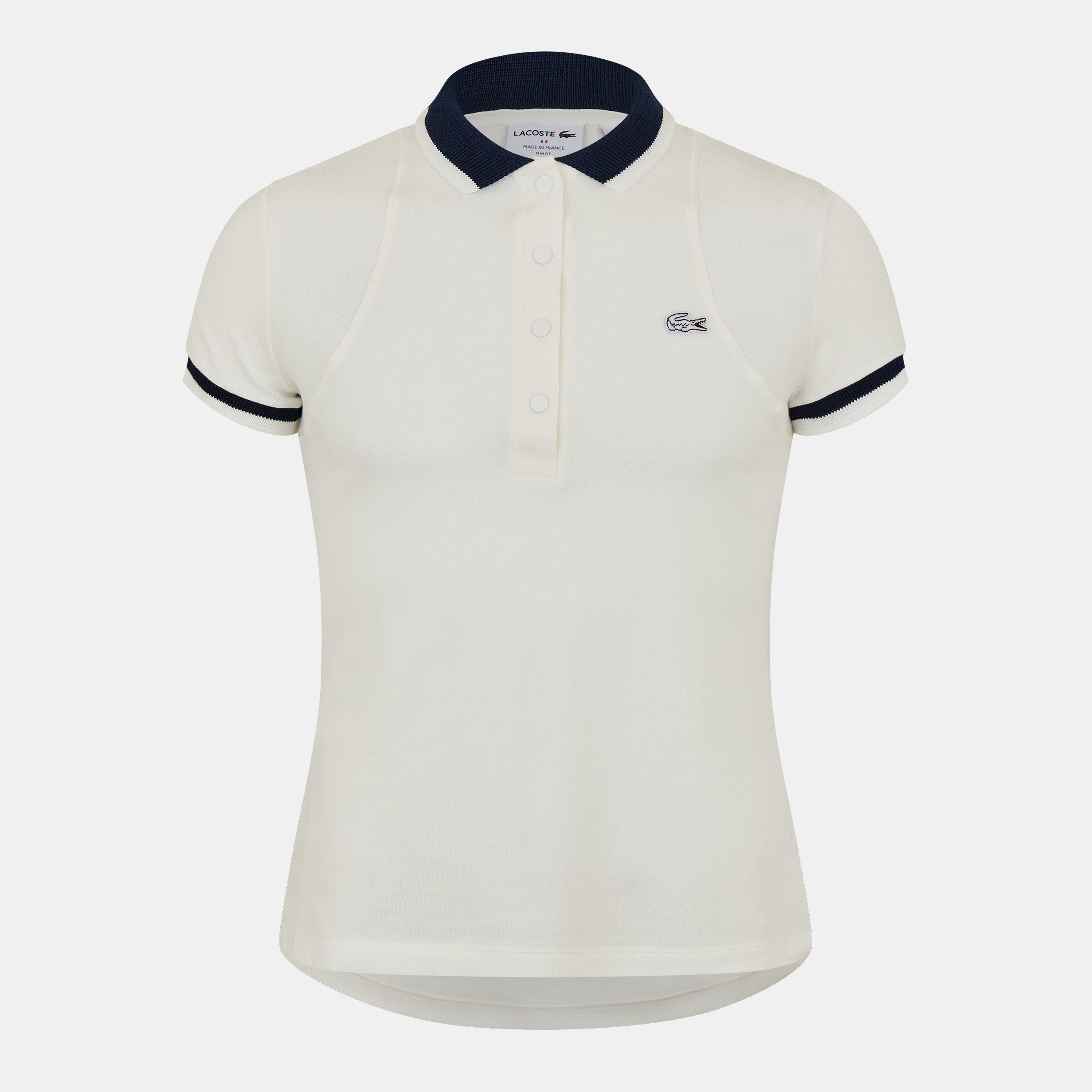 Lacoste Men's Flour/Navy Blue Short Sleeve Polo Shirt - S