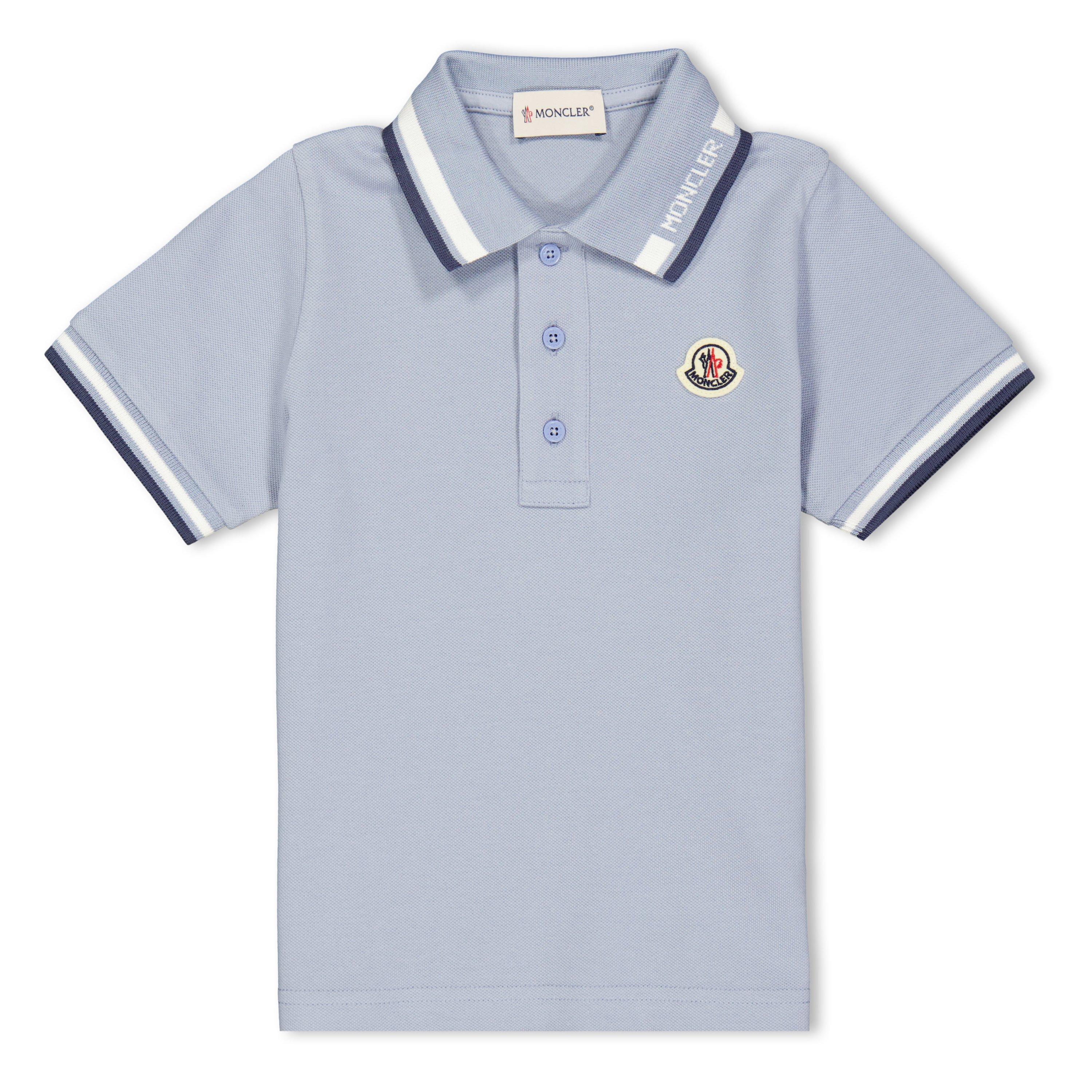 Moncler Kids' Short Sleeve Polo Shirt - Baby Blue 715 - Size 10Y