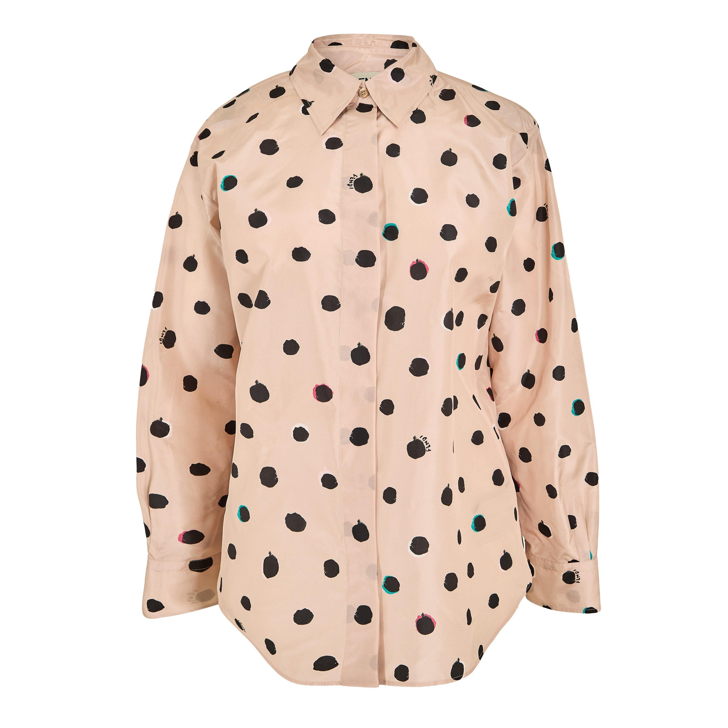 Fendi Women's Polka Long Sleeve Blouse - Mou 26 - Size 8 (40)