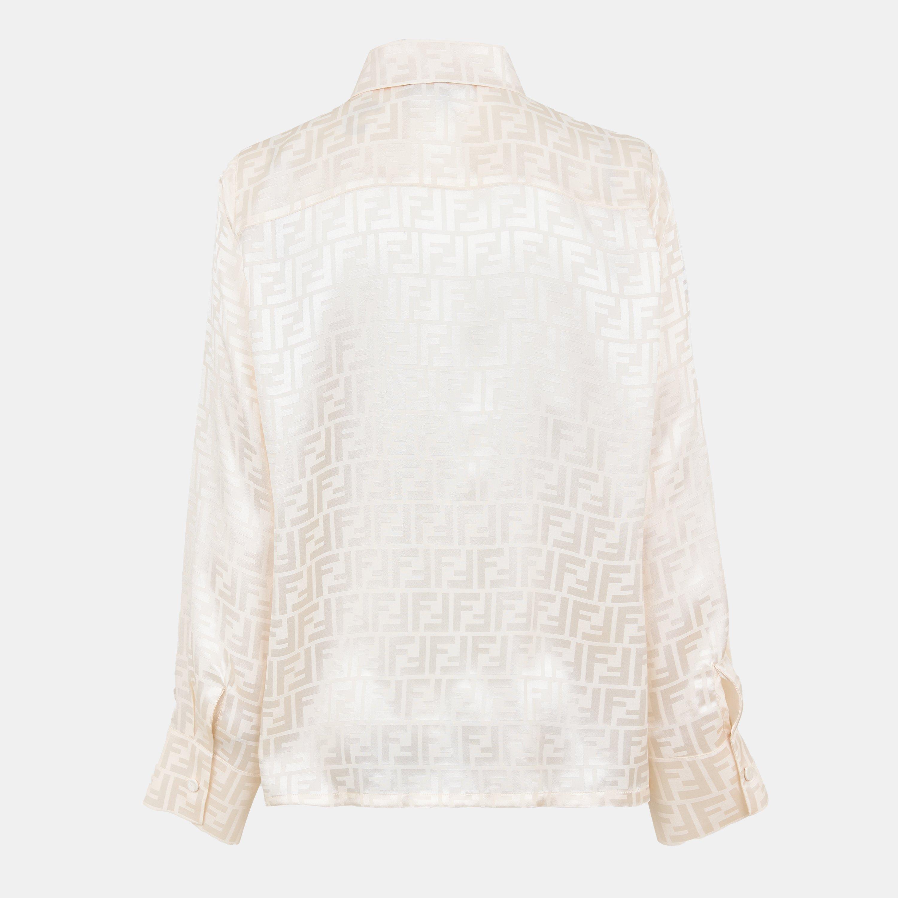 Penelope Panna - Fendi - Women's FF Satin Long Sleeve Blouse - 2