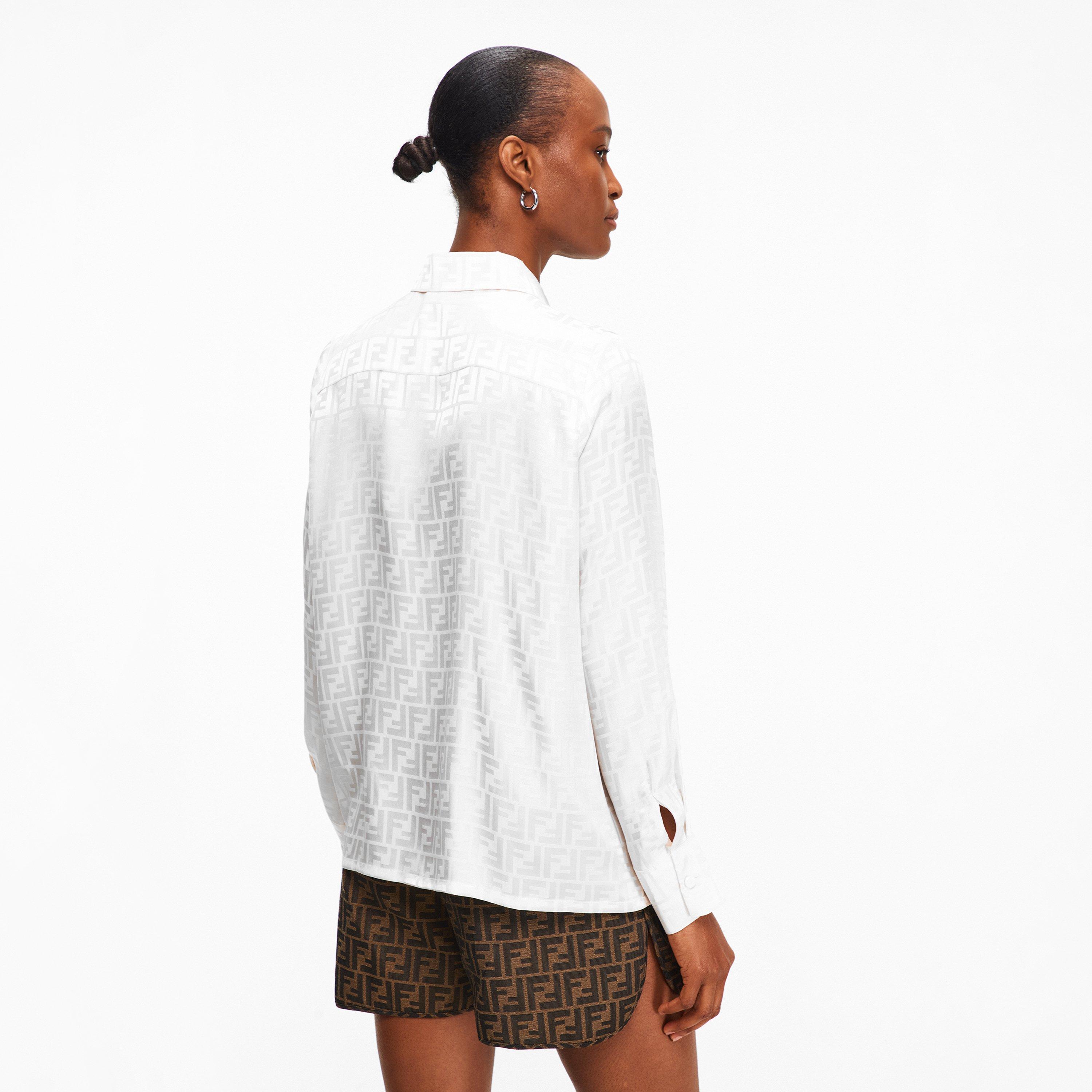 Penelope Panna - Fendi - Women's FF Satin Long Sleeve Blouse - 4