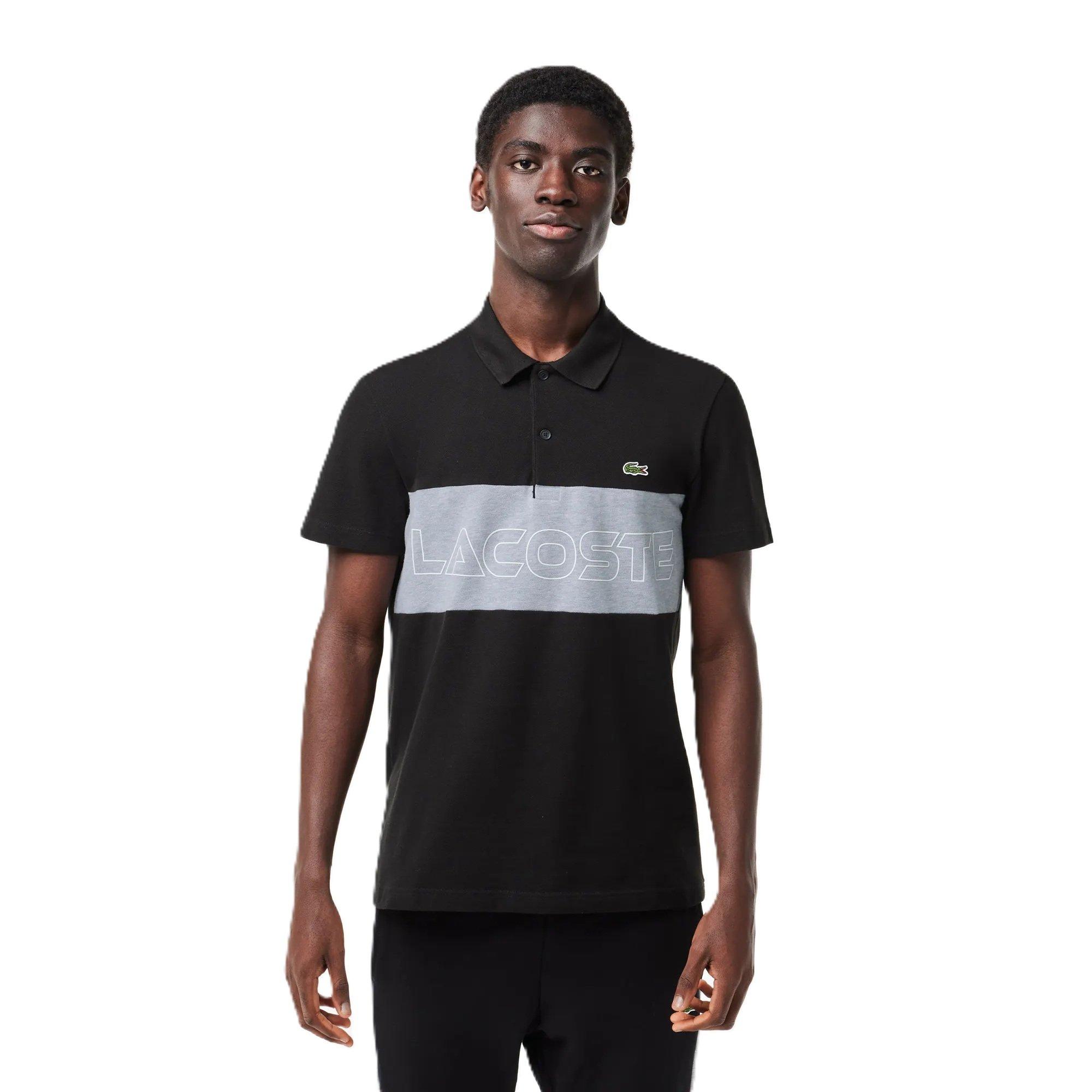Black/Silver - Lacoste - Men's Piqué Short Sleeve Polo Shirt - 1