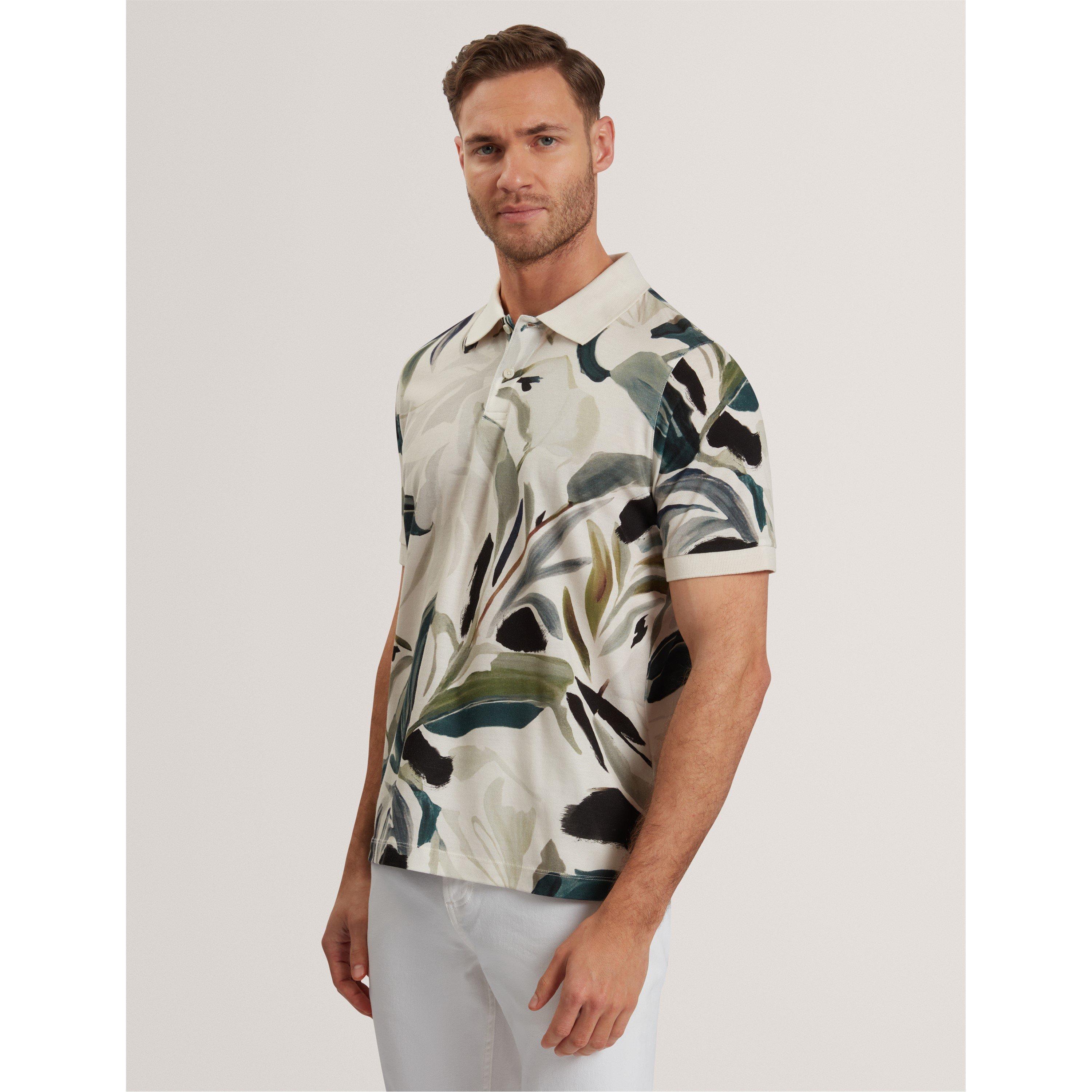 Ecru - Ted Baker - Men's Print Short-Sleeve Polo Shirt - 2