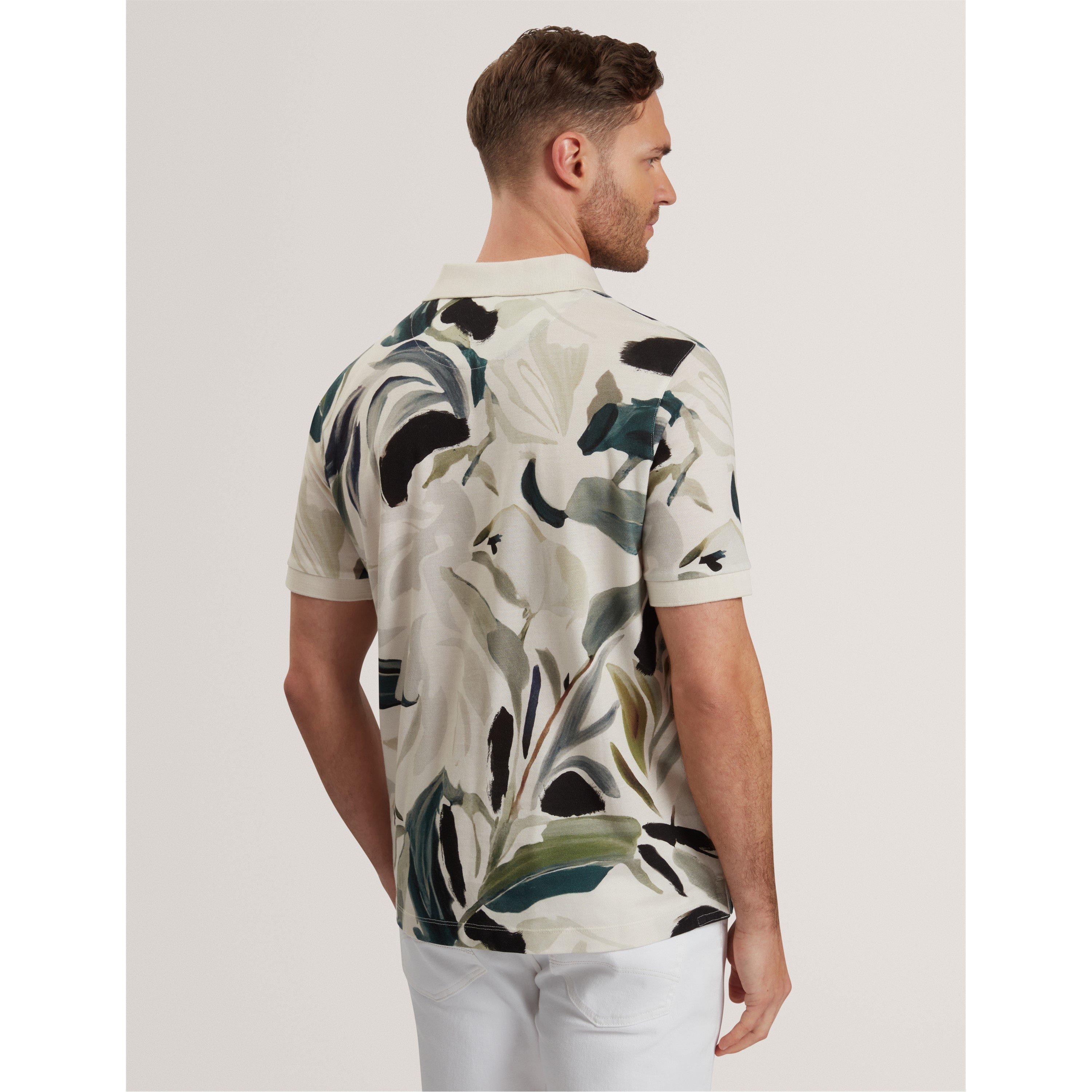Ecru - Ted Baker - Men's Print Short-Sleeve Polo Shirt - 3