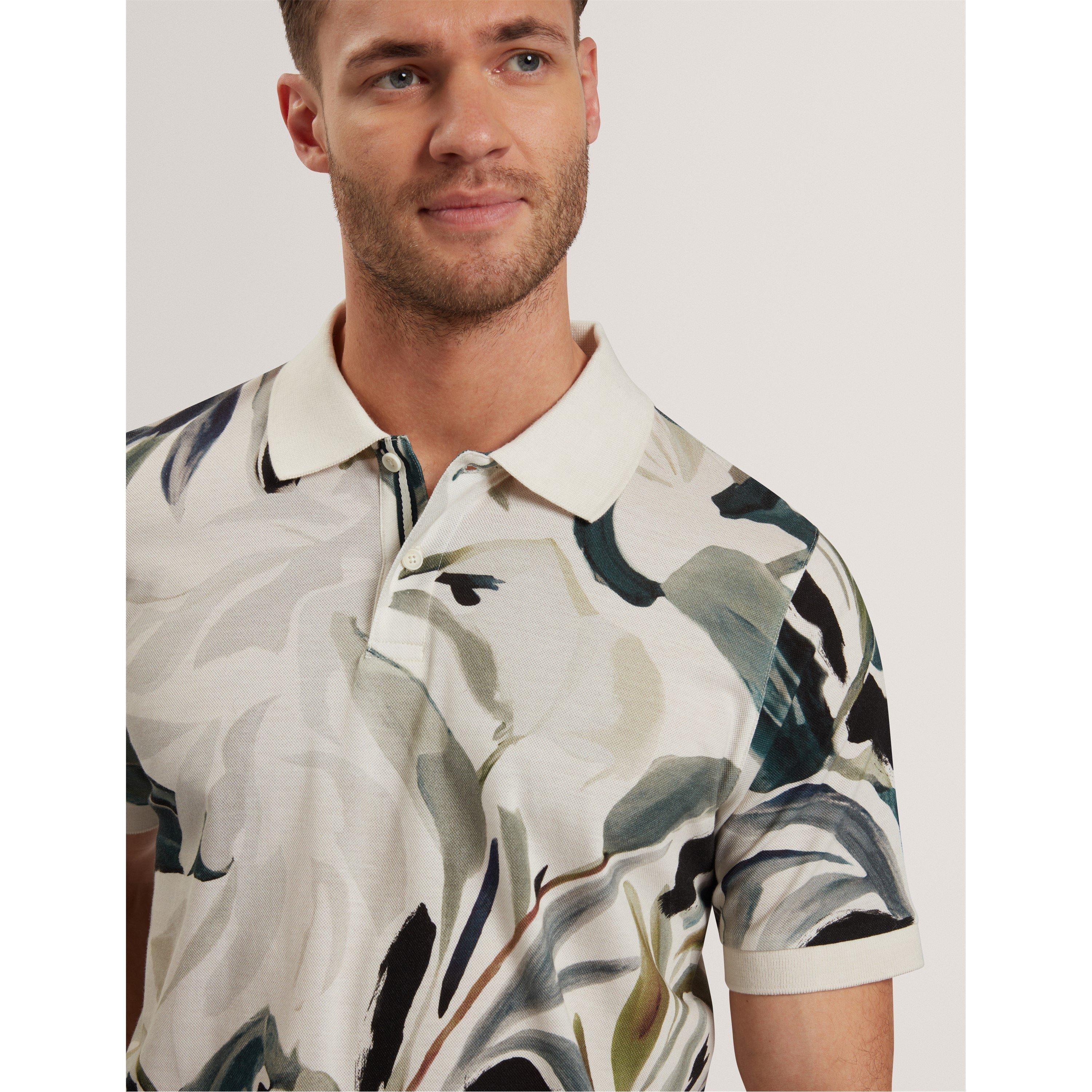 Ecru - Ted Baker - Men's Print Short-Sleeve Polo Shirt - 4