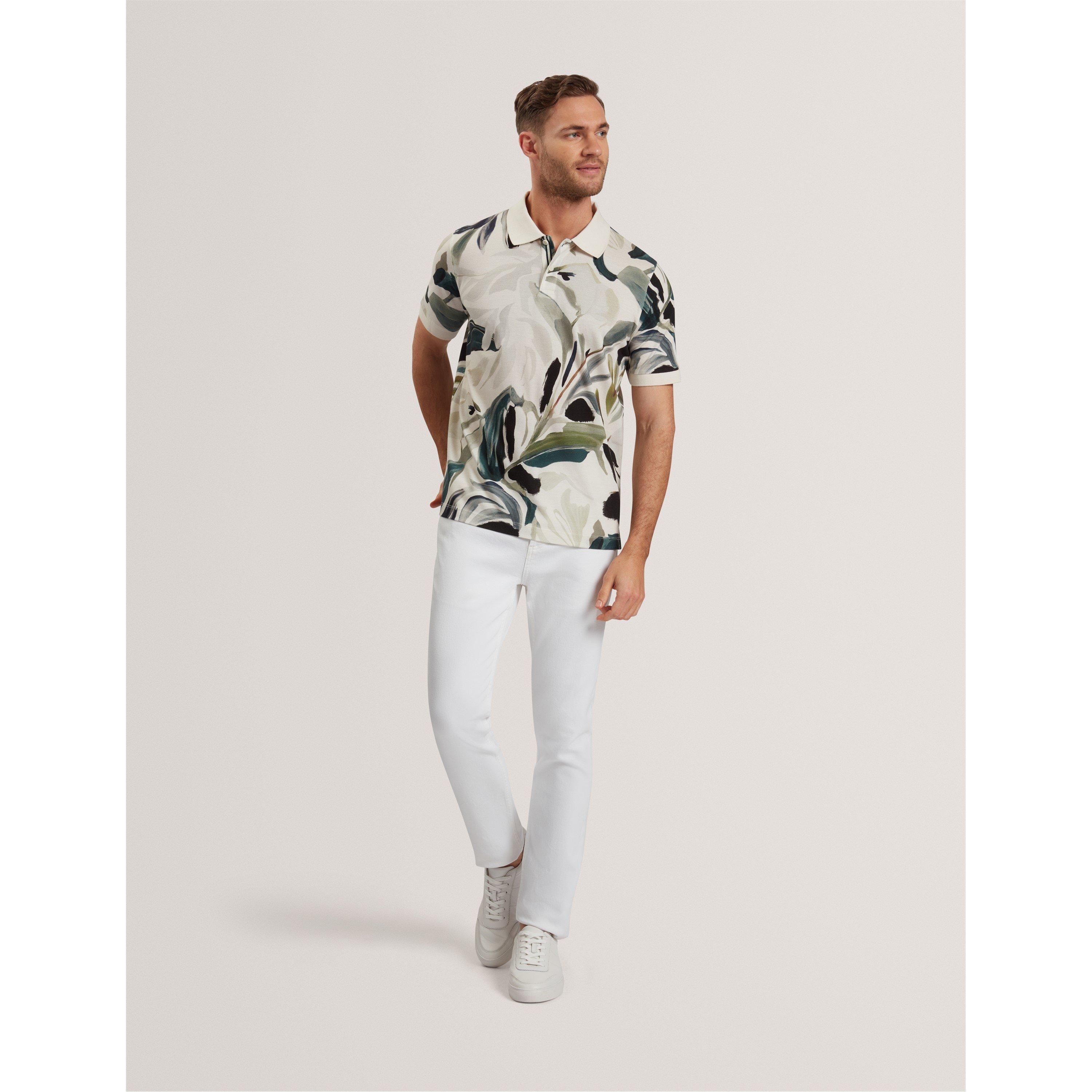 Ecru - Ted Baker - Men's Print Short-Sleeve Polo Shirt - 5