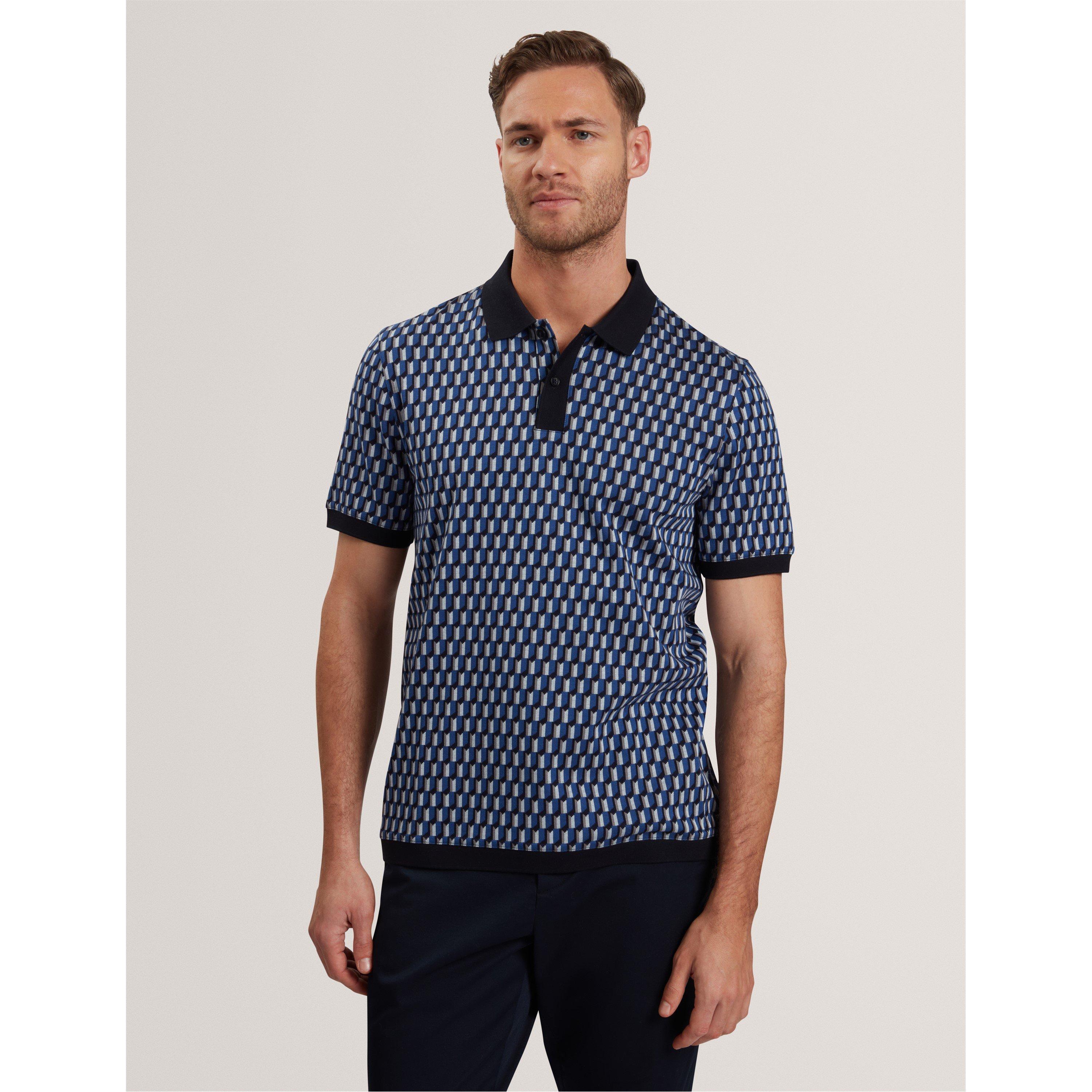 Navy - Ted Baker - Men's Geo Short-Sleeve Polo Shirt - 2