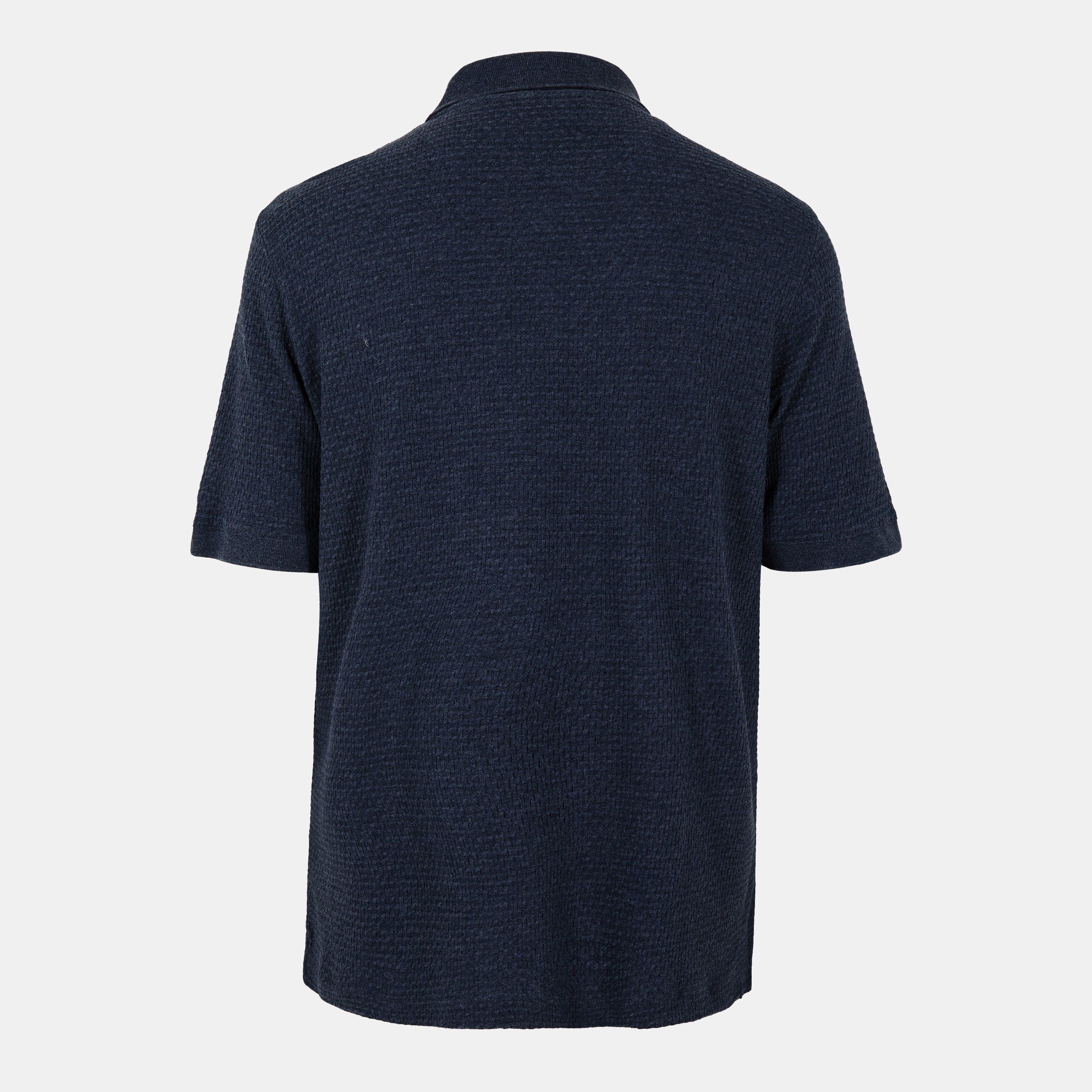 Navy - Ted Baker - Men's Textured Short-Sleeve Polo Shirt - 2