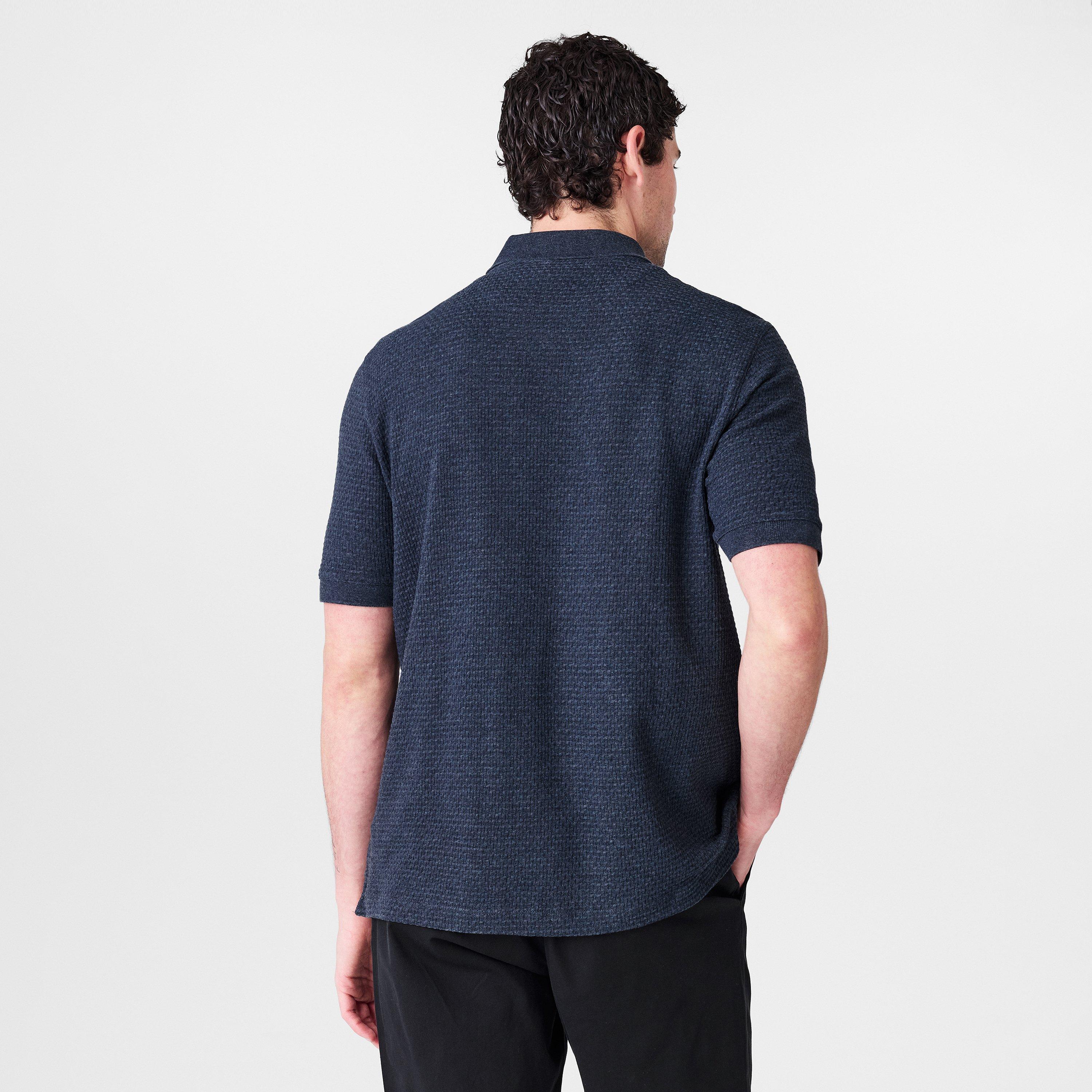 Navy - Ted Baker - Men's Textured Short-Sleeve Polo Shirt - 4