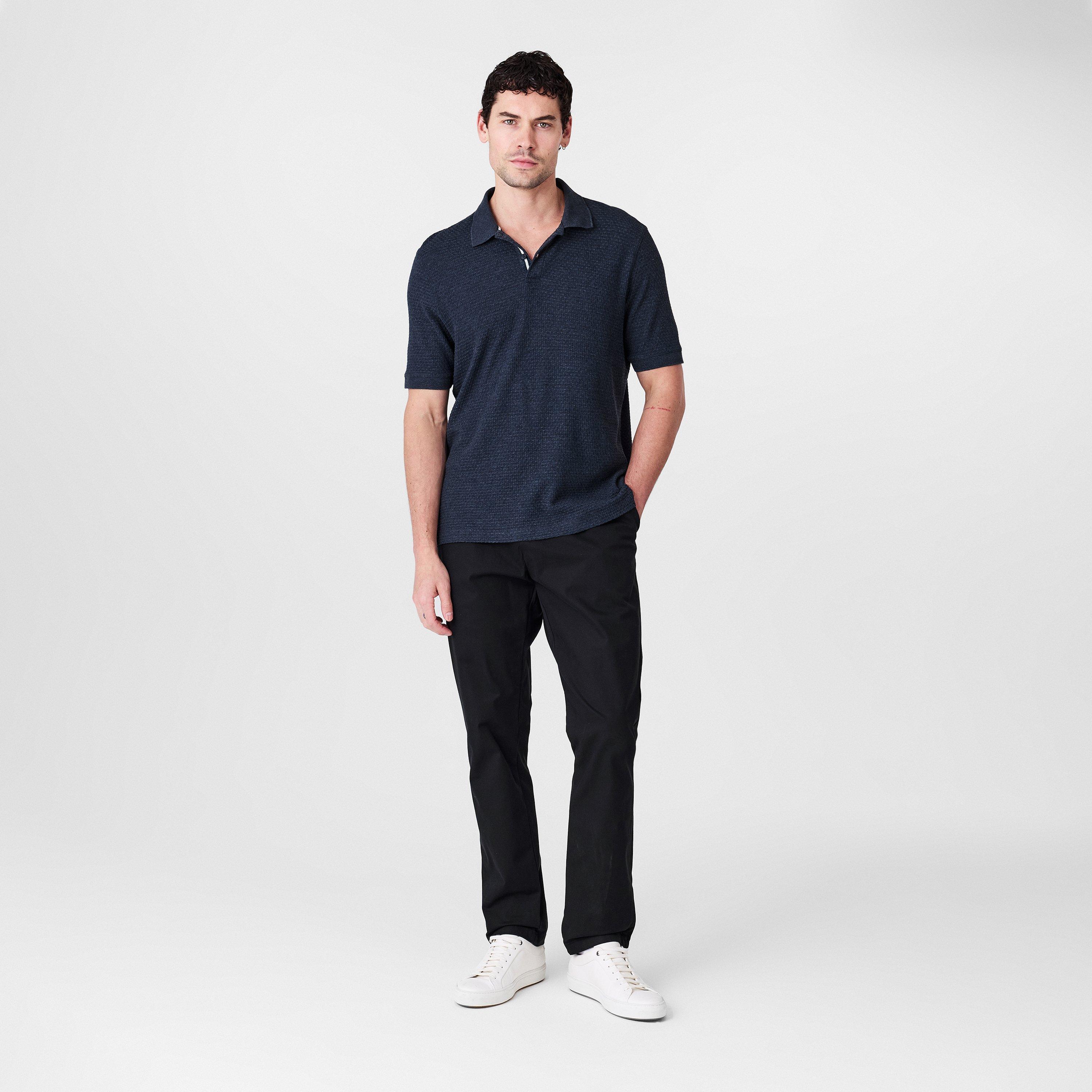 Navy - Ted Baker - Men's Textured Short-Sleeve Polo Shirt - 6