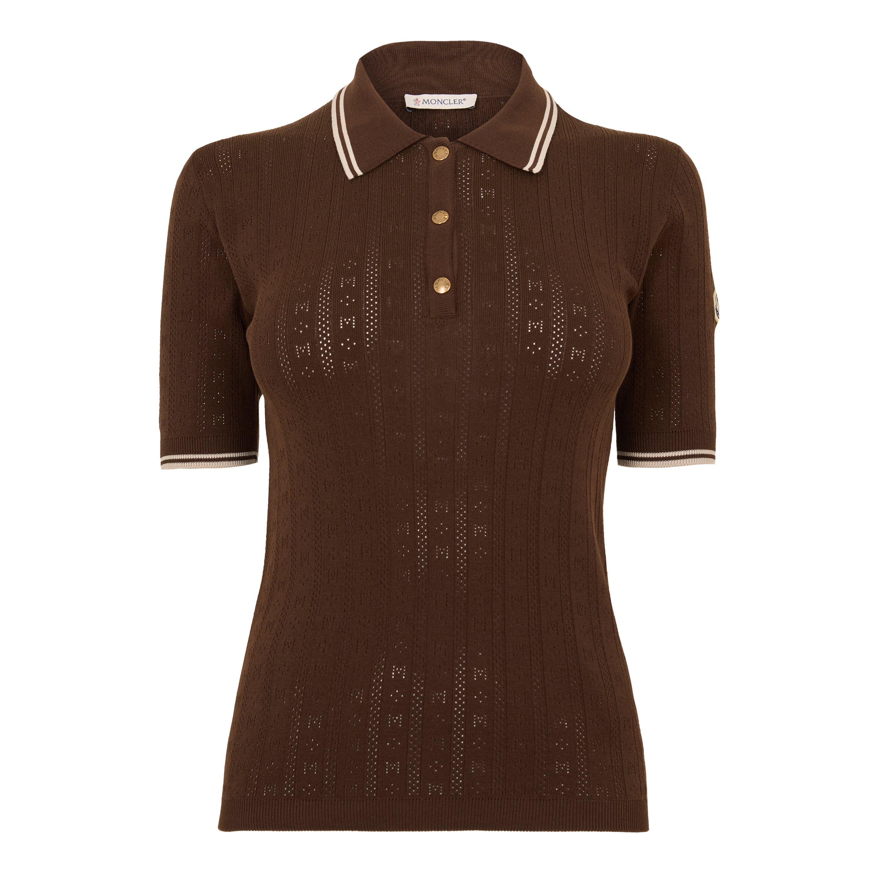 Moncler Women's Short Sleeve Polo Shirt - Cognac 242 - Size 12 (M)