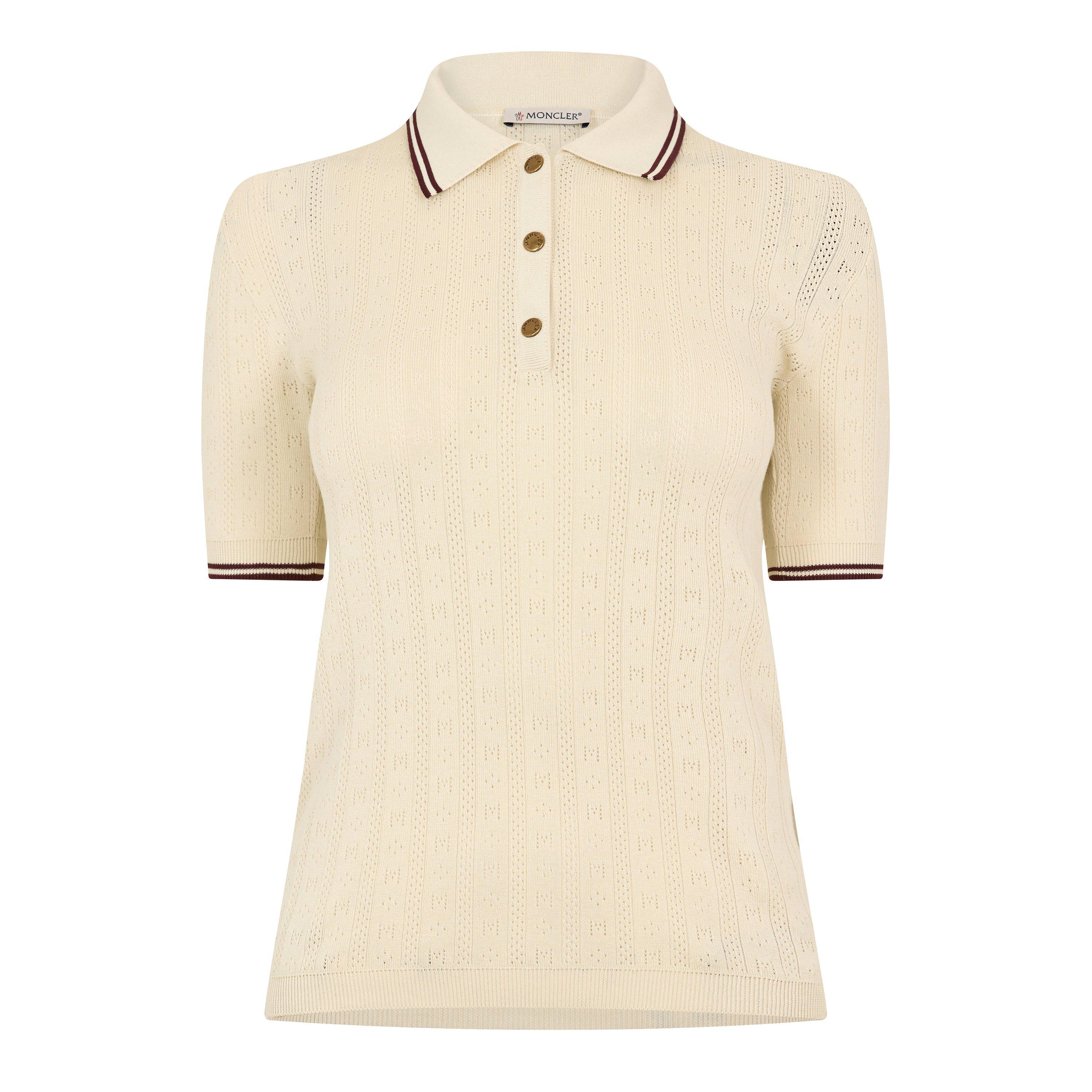 Moncler Women's Short Sleeve Polo Shirt - White 043 - Size 14 (L)