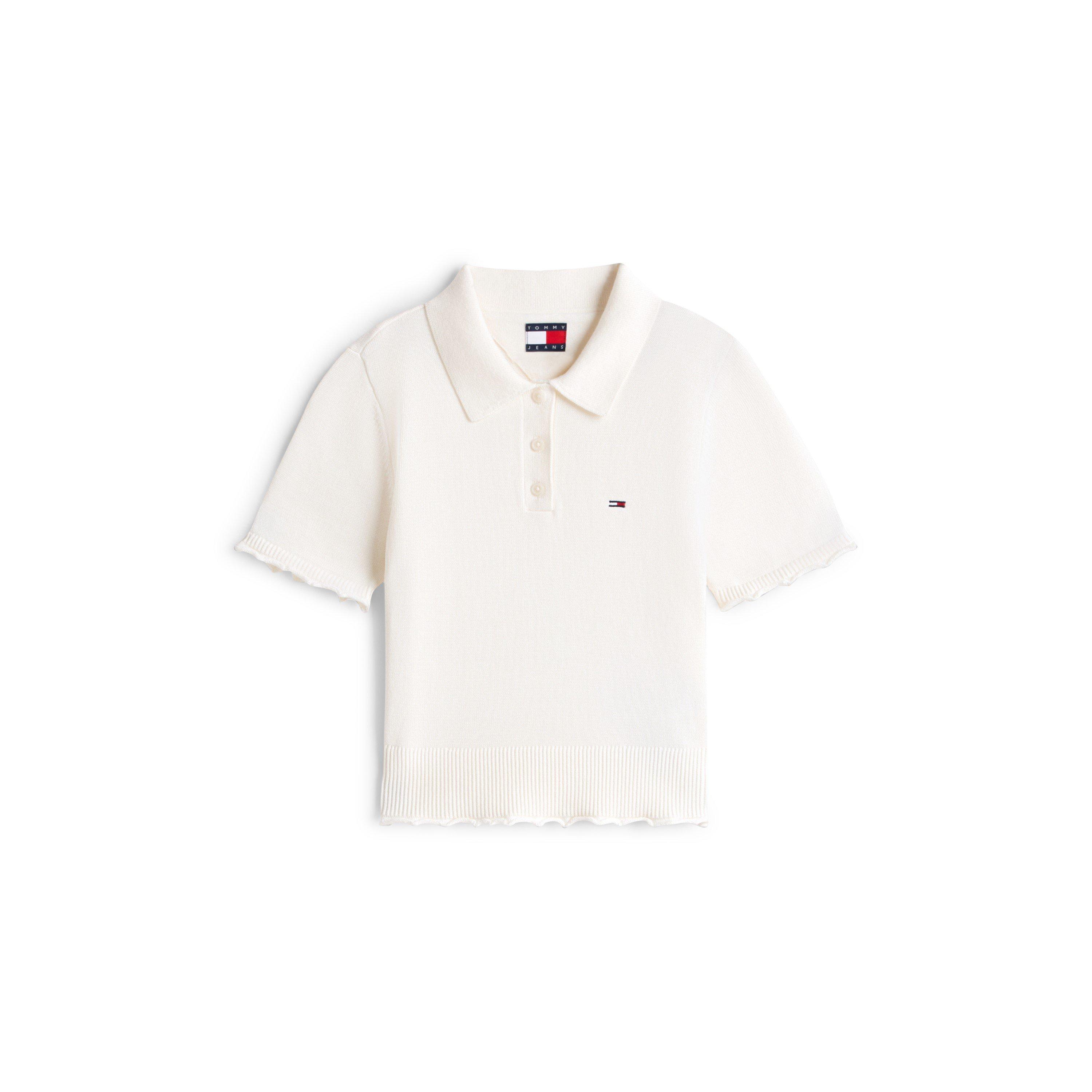 Tommy Jeans Women's Short Sleeve Polo Shirt - Ancient White - 12 (M)
