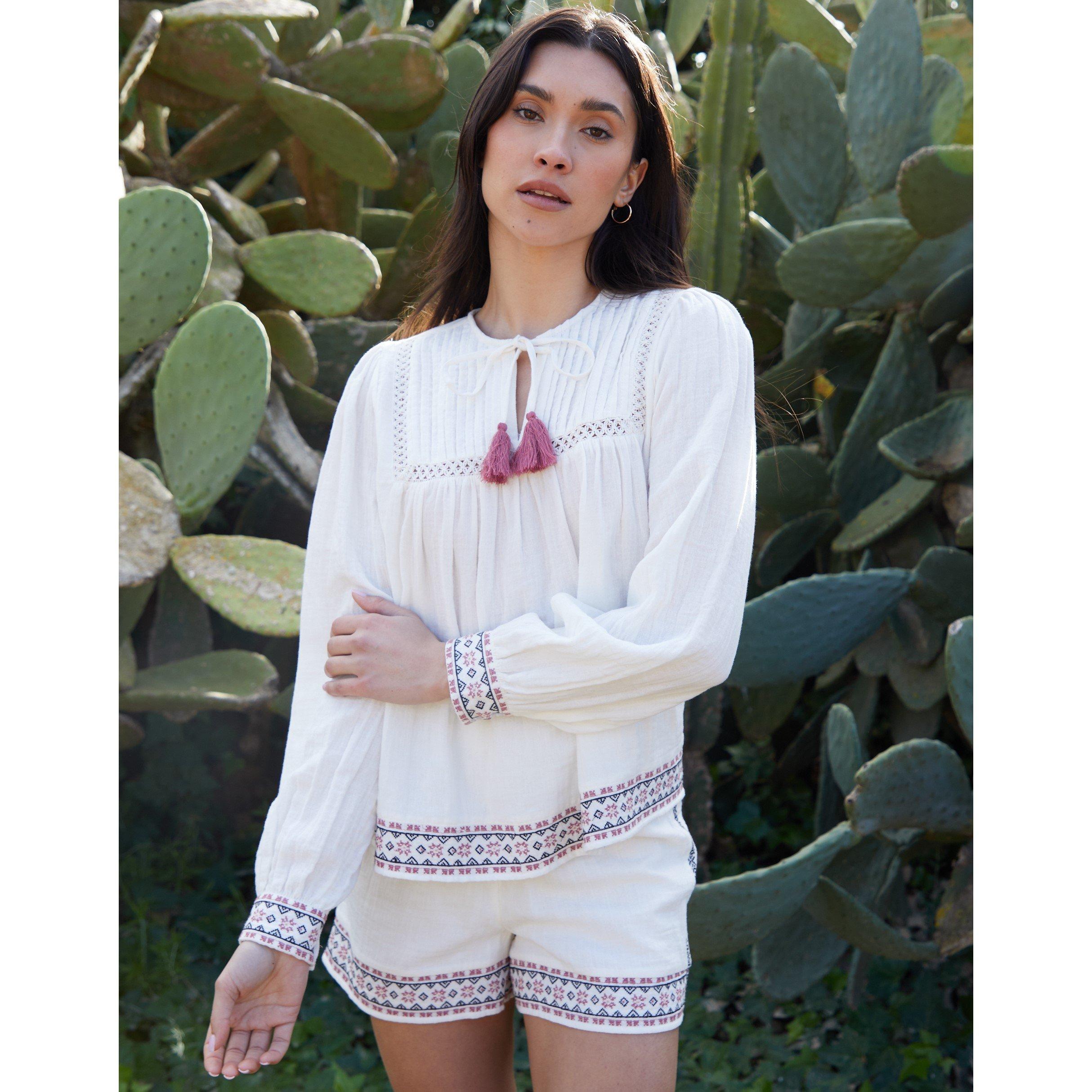 Cream - Threadbare - Women's Reema Long-Sleeve Blouse - 1