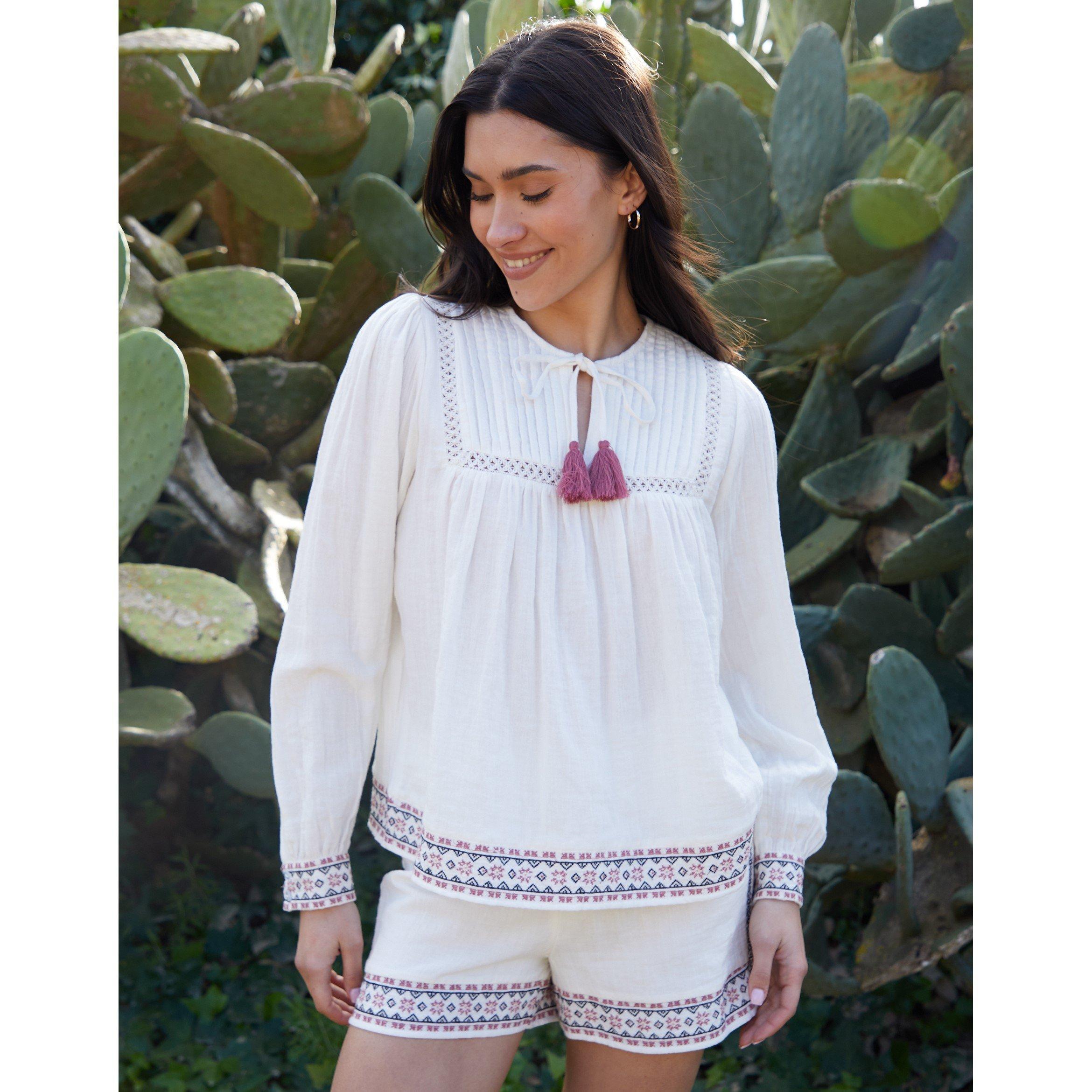 Cream - Threadbare - Reema Long-Sleeve Blouse - 2