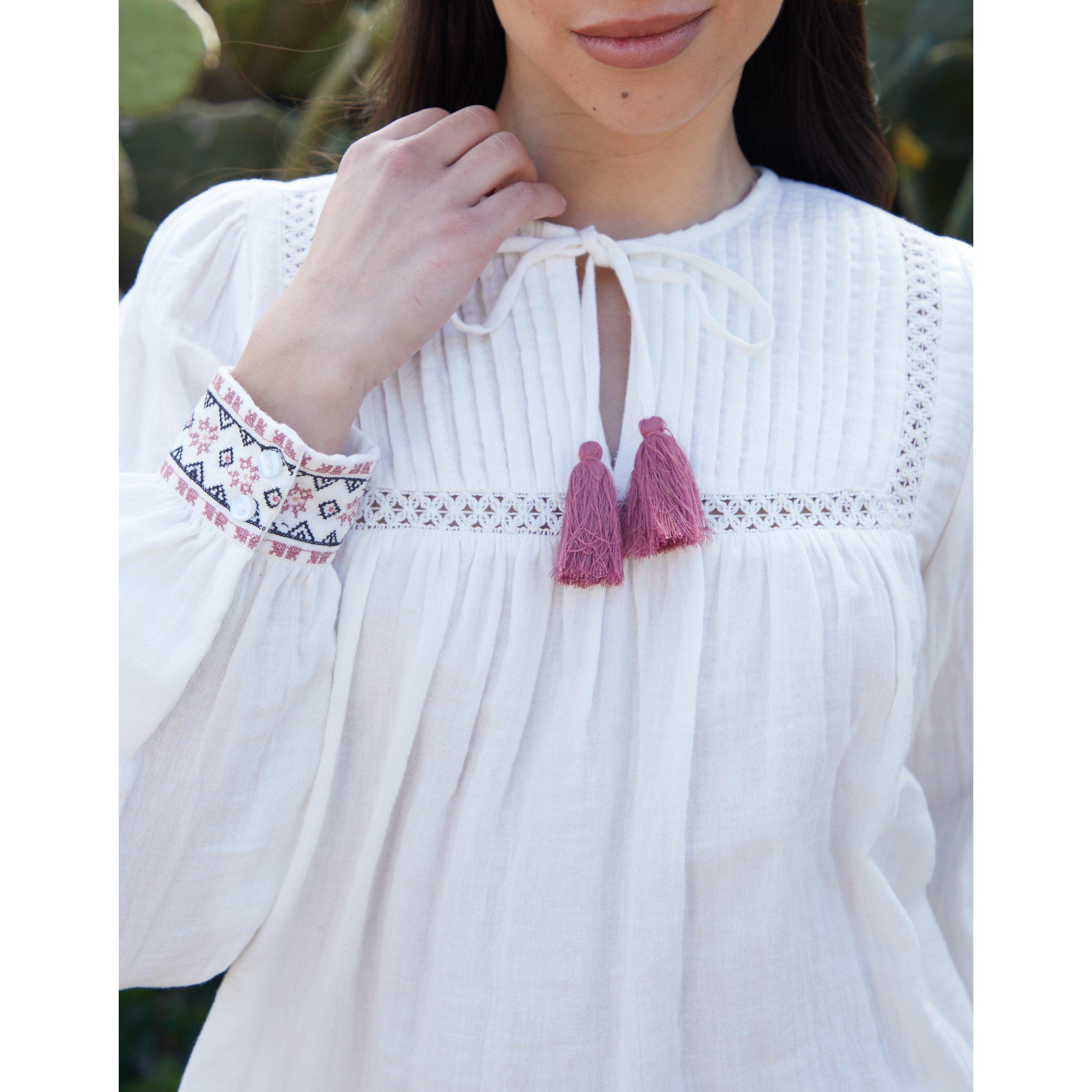 Cream - Threadbare - Reema Long-Sleeve Blouse - 4