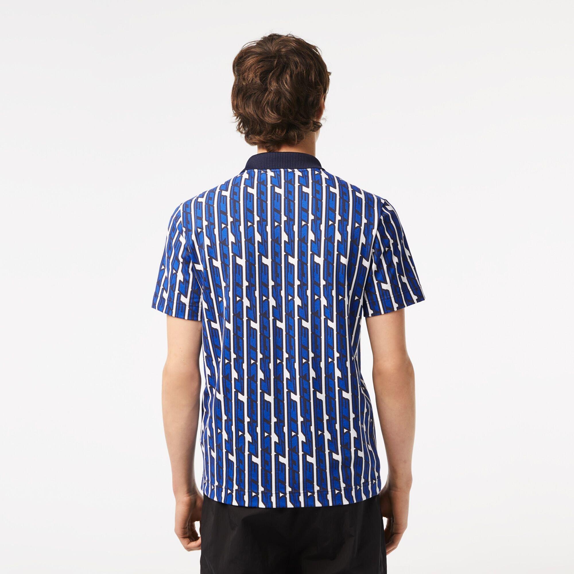 BIJELI/KRALJEVSTVO - Lacoste - Men's Printed Short-Sleeve Polo Shirt - 3